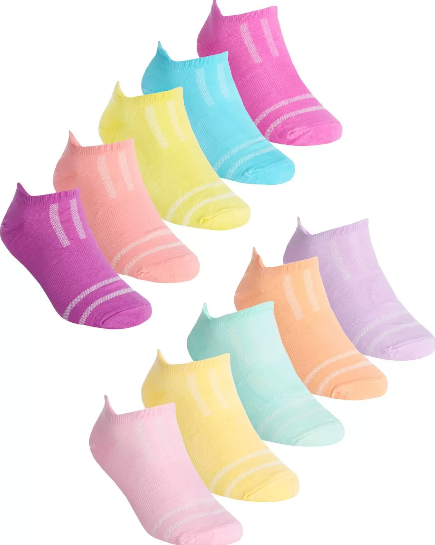 Kids RedTag 10 Pairs Kids Microfibre Trainer Socks - Rainbow Mix