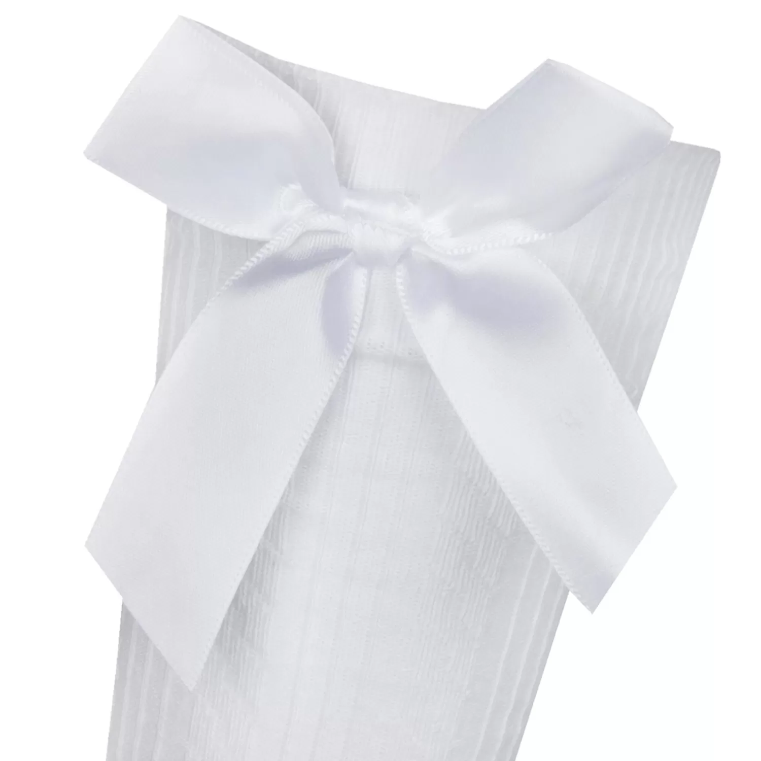 Kids Cottonique 2 Pairs Girls Cable Knee High Bow Socks - White