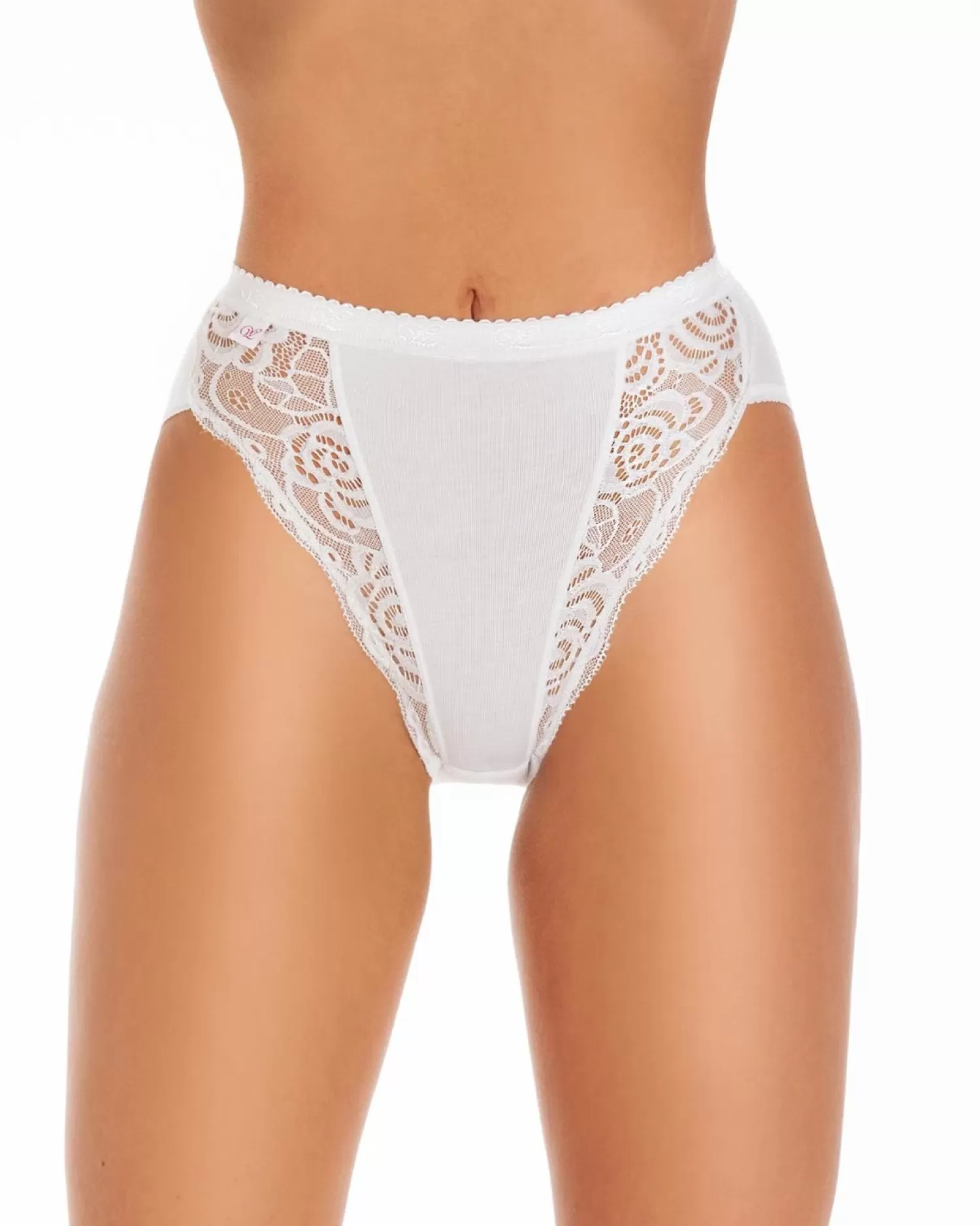 Wysteria Lane Knickers | 3 Pairs High Leg Lace Brief - White