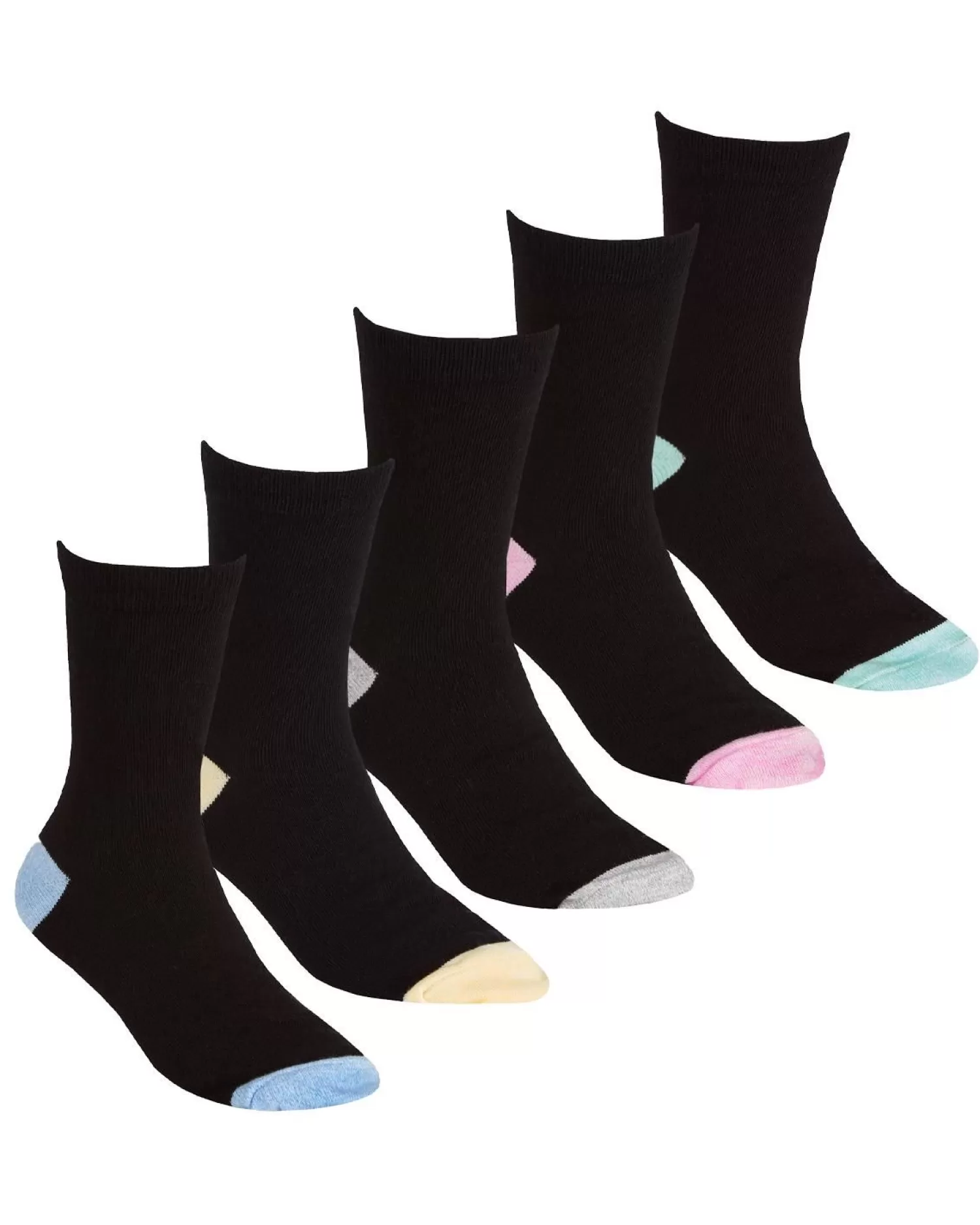 Kids Street Essentials 5 Pairs Girls Marl Heel & Toe Socks - Pastel Mix
