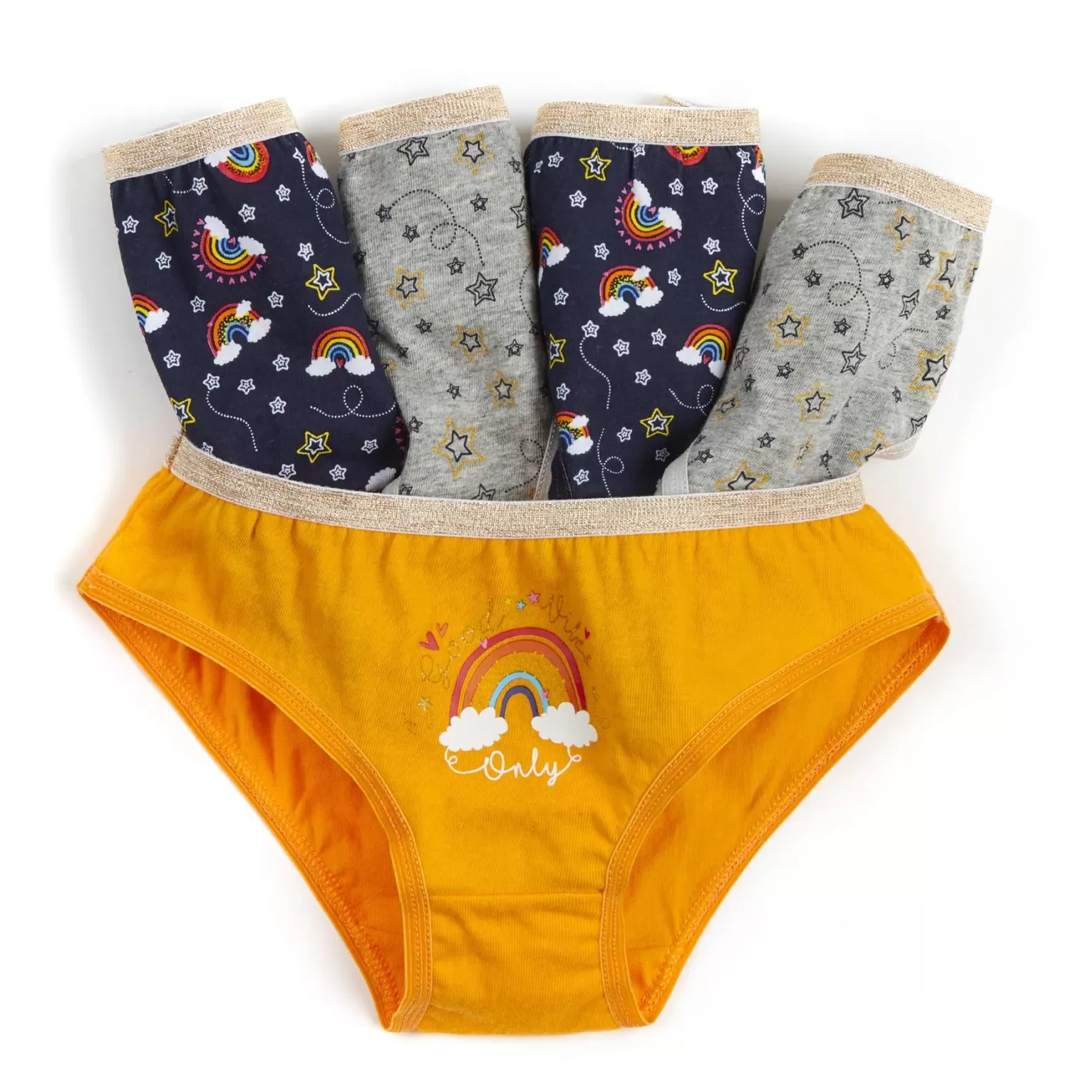 Kids 4Kidz 5 Pairs Girls Rainbow Cotton Knickers