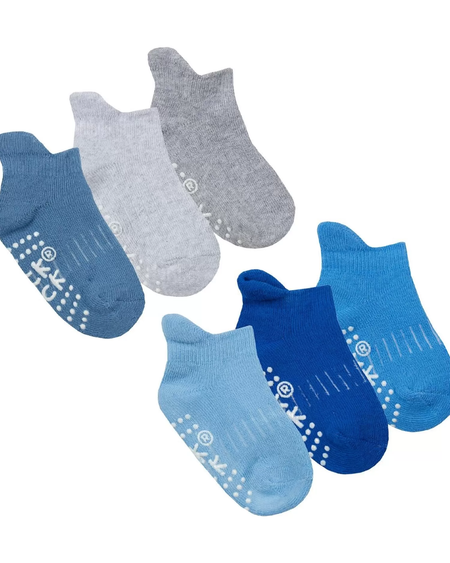 Kids Tick Tock 6 Pairs Baby Terry Socks - Blue/Grey