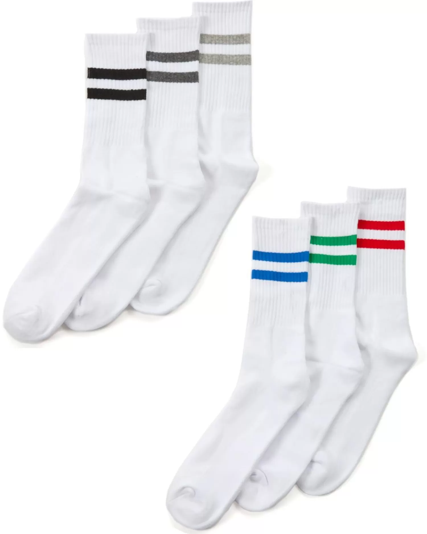 Kids Street Essentials 6 Pairs Kids Ribbed Stripe Sport Socks