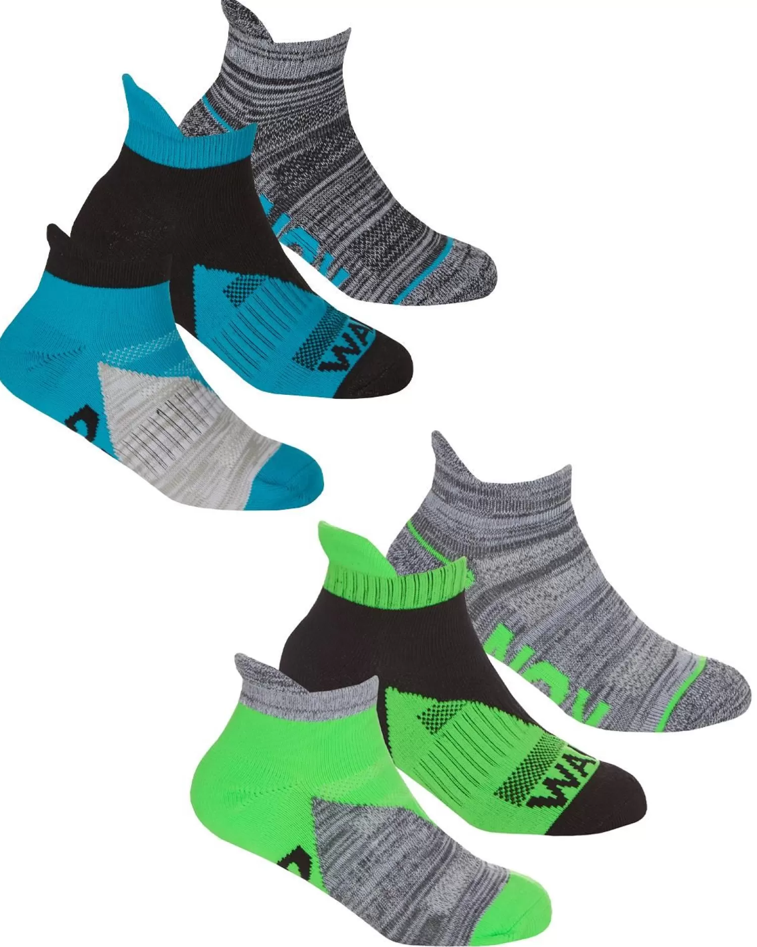 Kids RedTag 6 Pairs Kids Sport Trainer Socks - Blue/Green