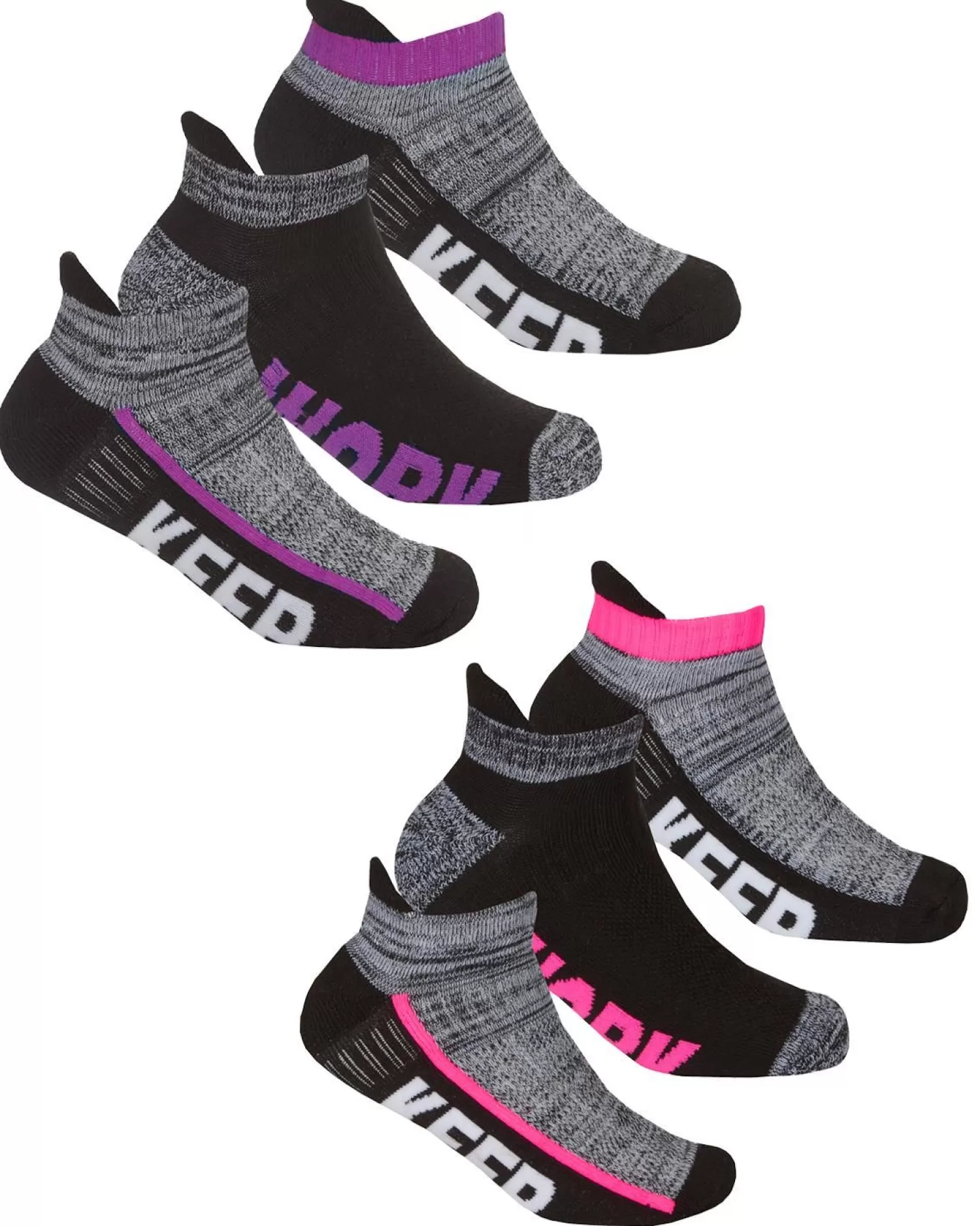 Kids RedTag 6 Pairs Kids Sport Trainer Socks - Grey/Black