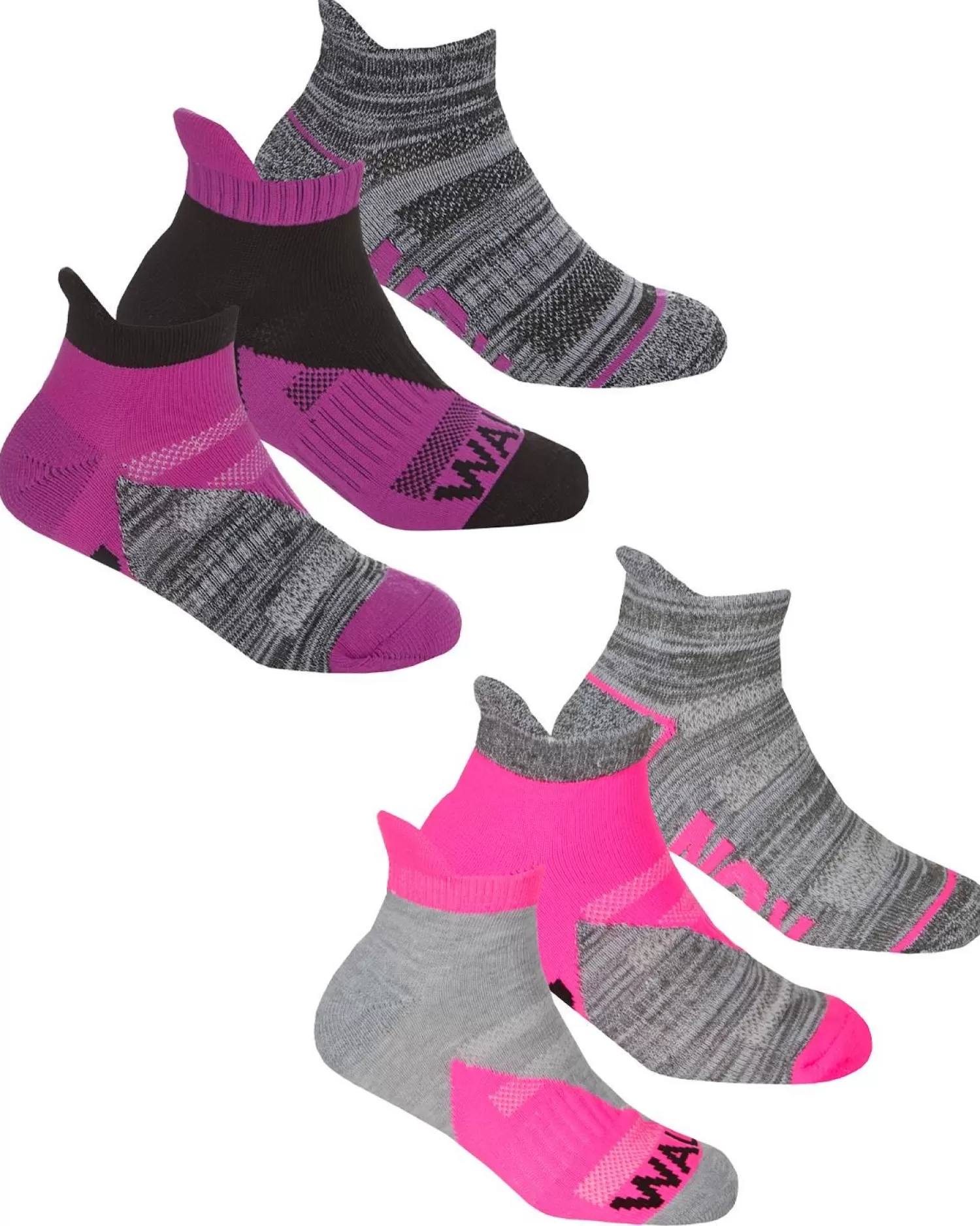 Kids RedTag 6 Pairs Kids Sport Trainer Socks - Pink/Purple
