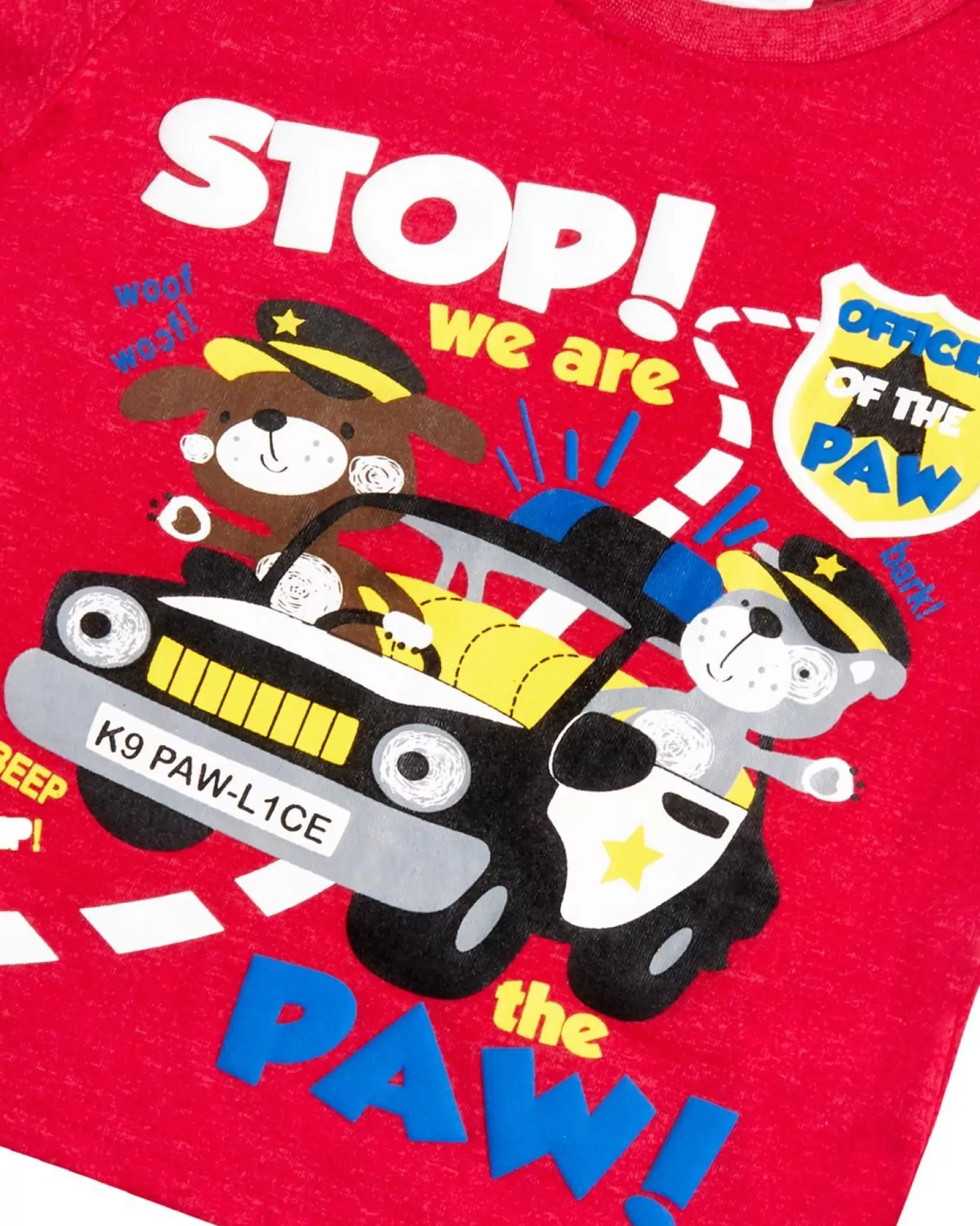 Kids Babytown Baby Red Police Dogs Short Sleeve T-Shirt