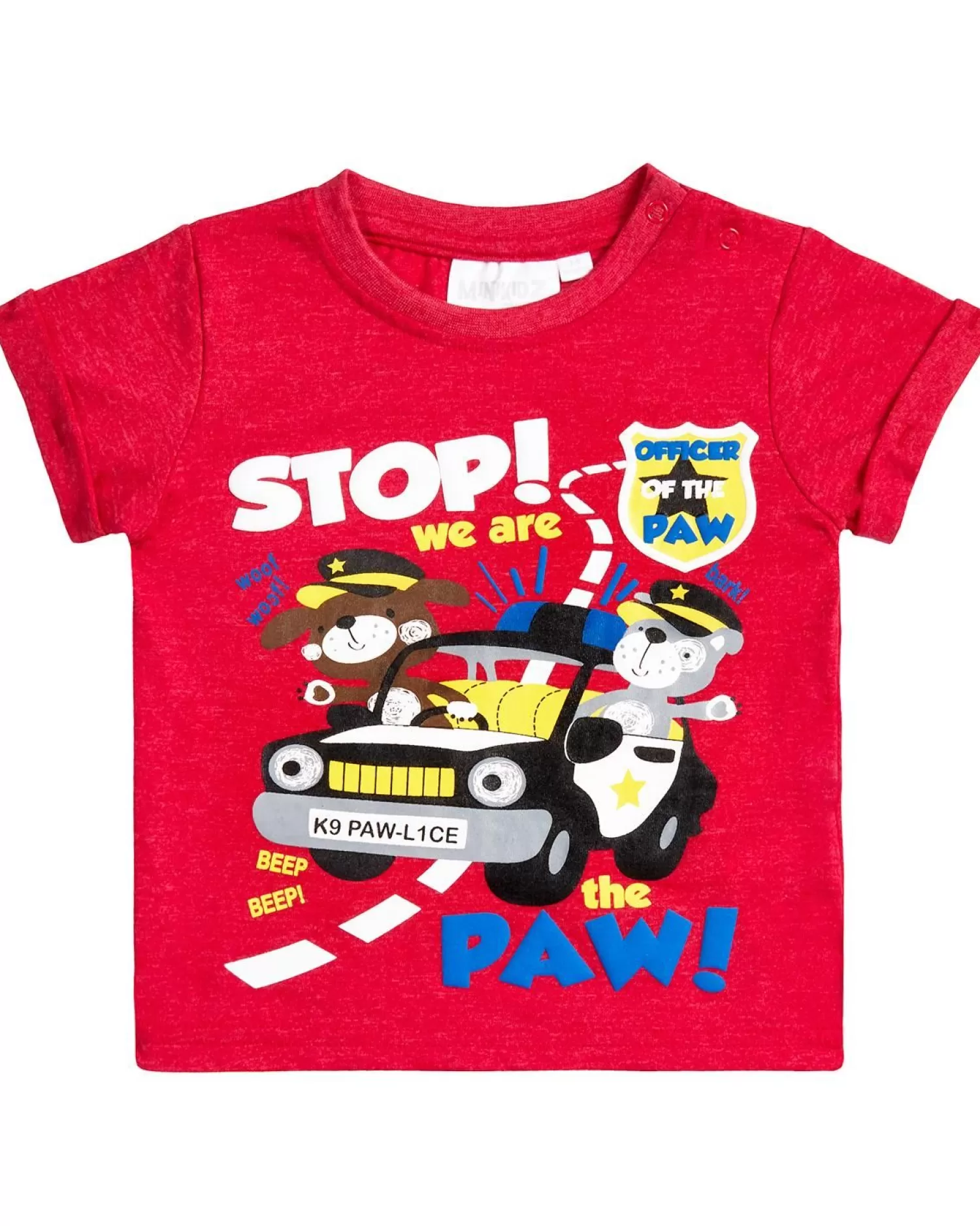 Kids Babytown Baby Red Police Dogs Short Sleeve T-Shirt