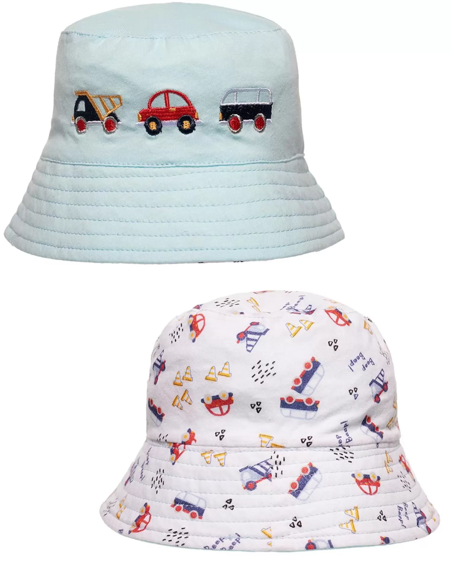 Kids Snuggle Shop Baby Reversible Cotton Bucket Hat - Blue Cars