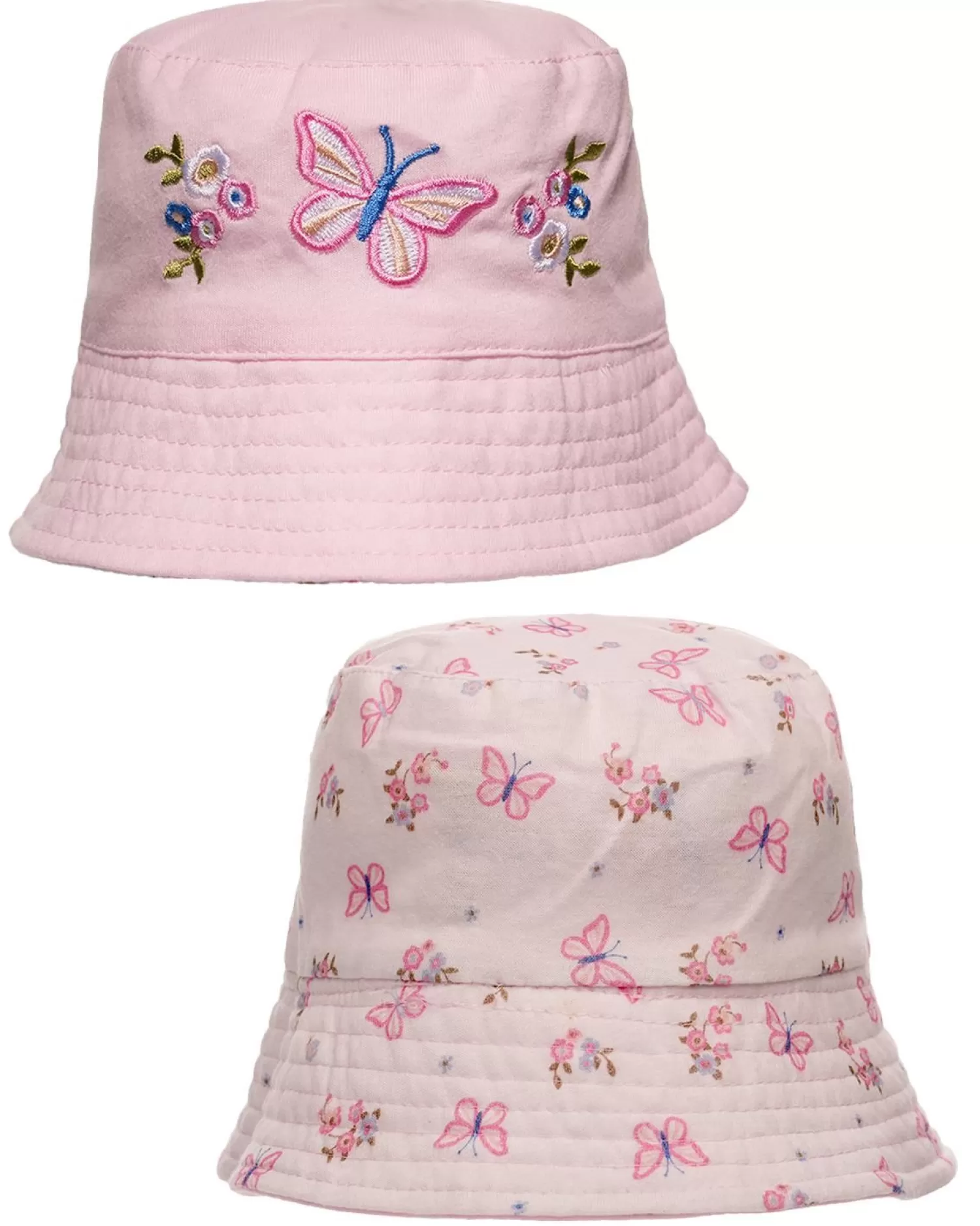 Kids Snuggle Shop Baby Reversible Cotton Bucket Hat - Pink Butterflies