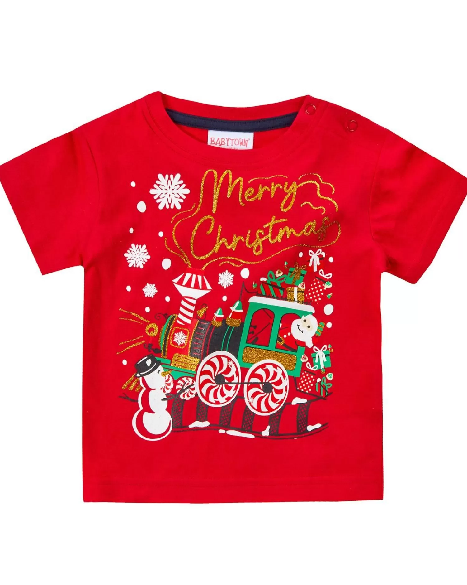 Kids Babytown Baby Santas Christmas Train T-Shirt