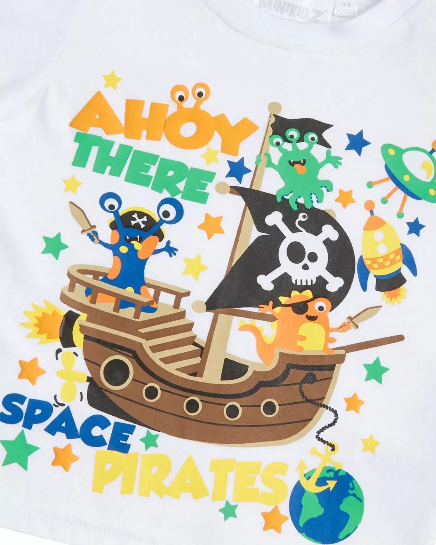 Kids Babytown Baby White Space Pirates Short Sleeve T-Shirt