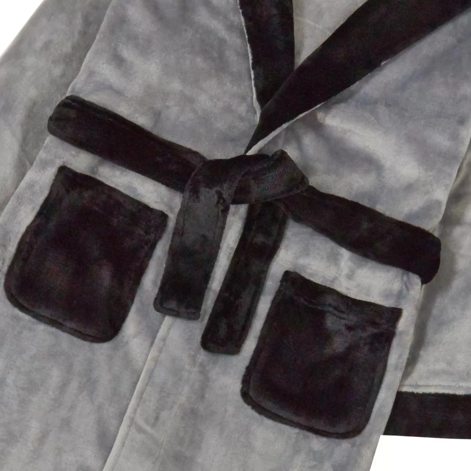 Kids 4Kidz Boys Contrast Hooded Dressing Gown - Grey