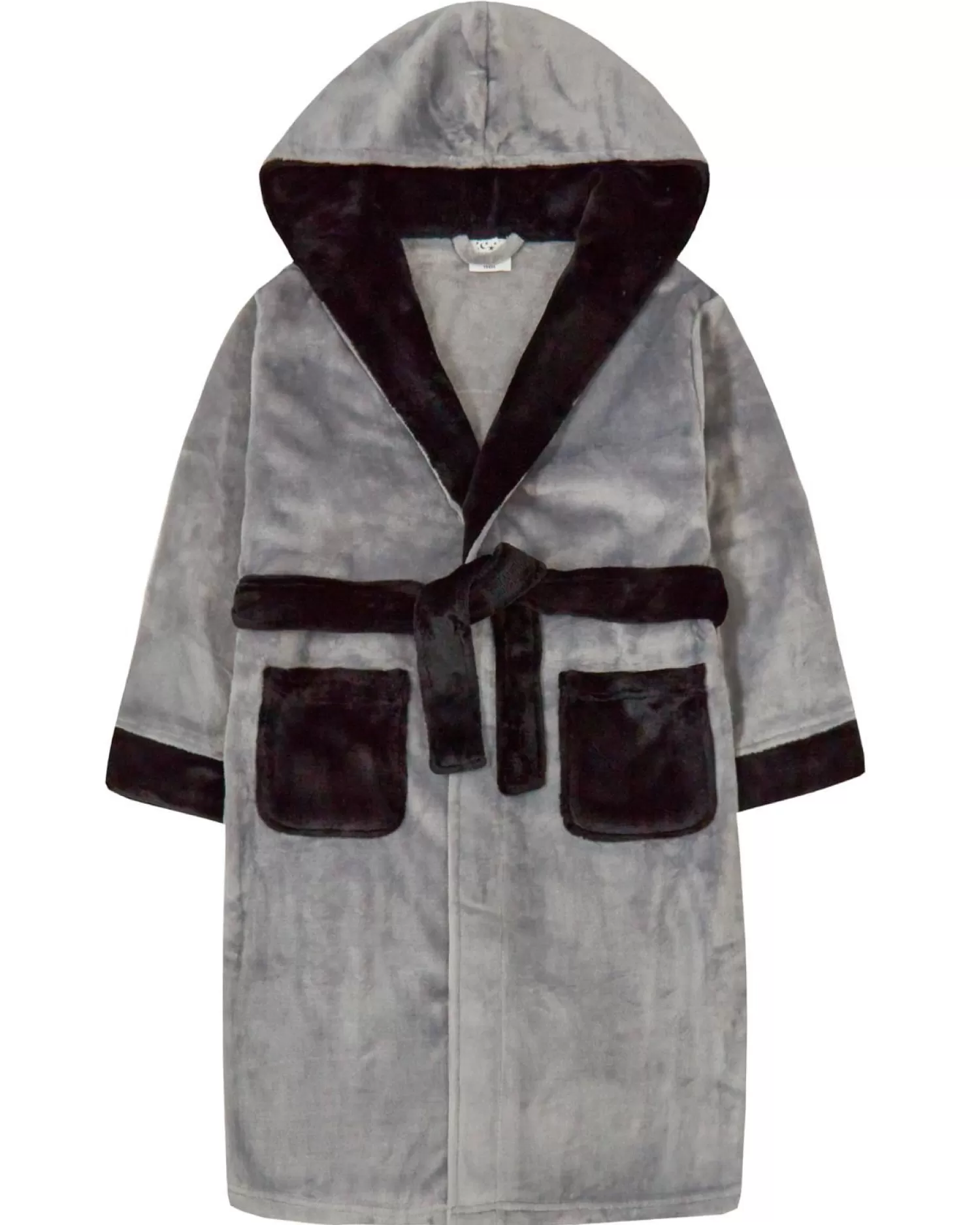 Kids 4Kidz Boys Contrast Hooded Dressing Gown - Grey