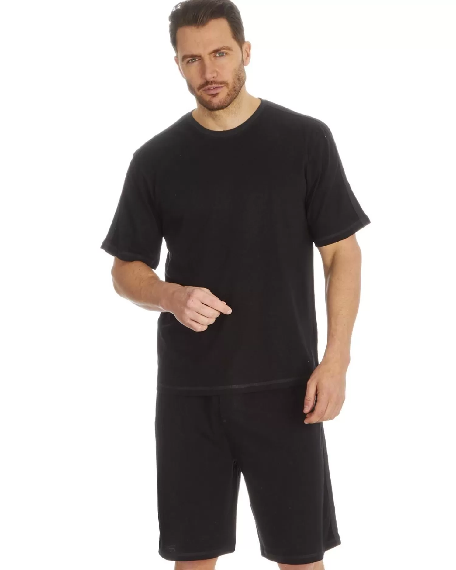 Men Cargo Bay Jersey Short Pyjamas - Black