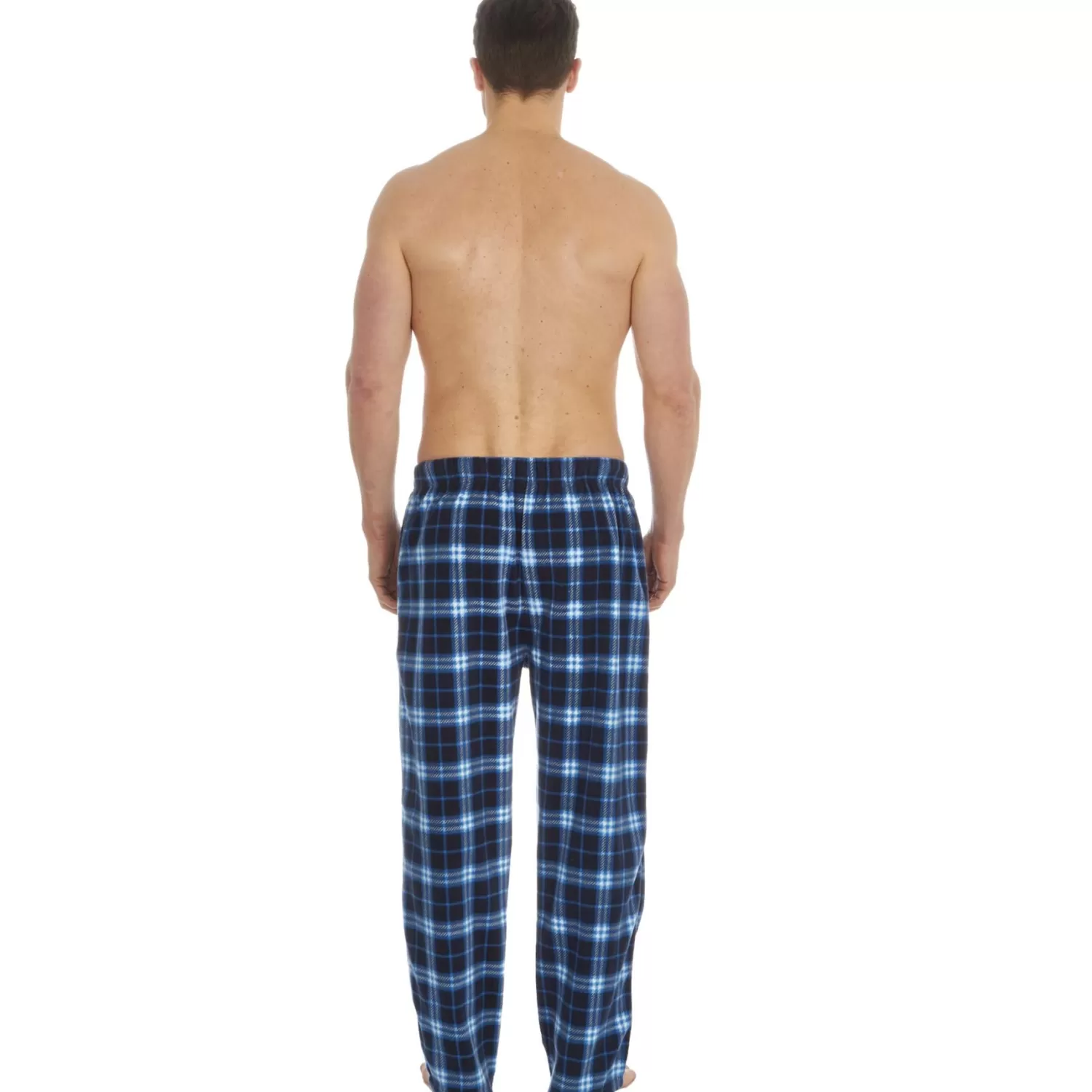Men Cargo Bay Microfleece Check Lounge Pants - Navy
