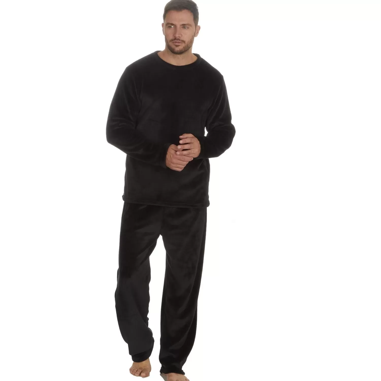 Men Cargo Bay Polished Fleece Pyjamas - Black