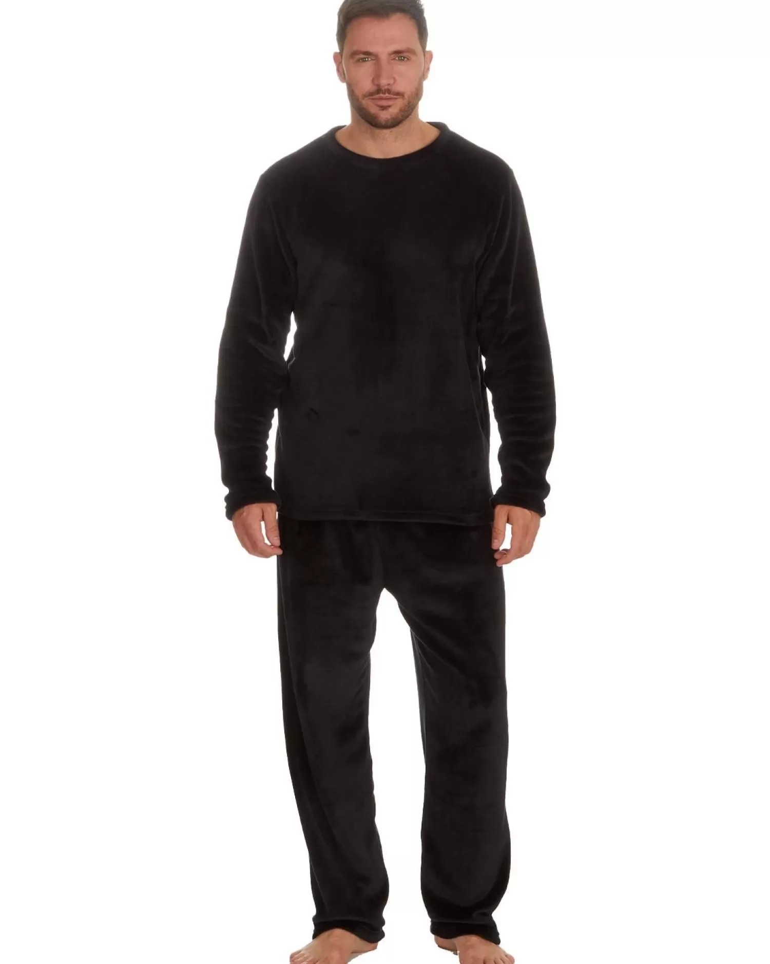 Men Cargo Bay Polished Fleece Pyjamas - Black