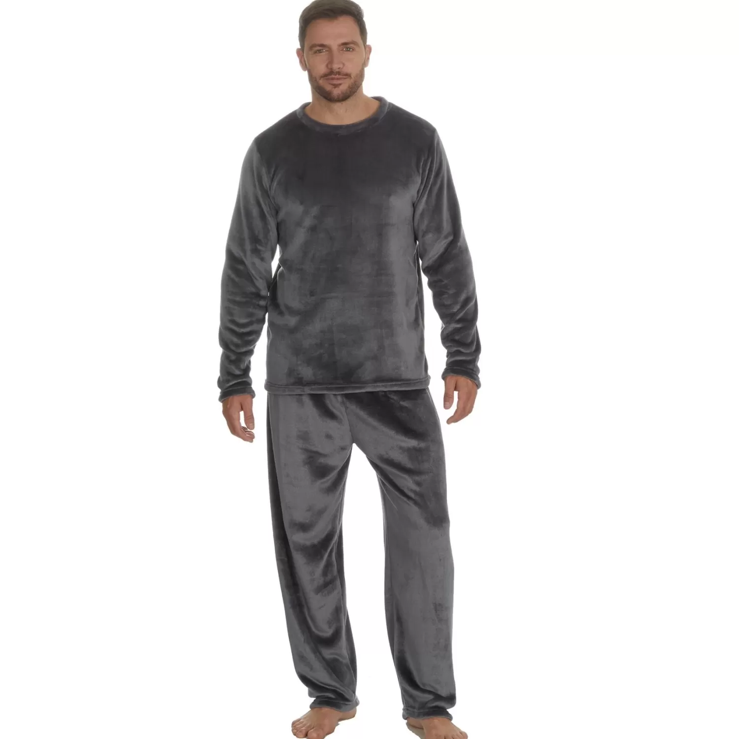 Men Cargo Bay Polished Fleece Pyjamas - Grey