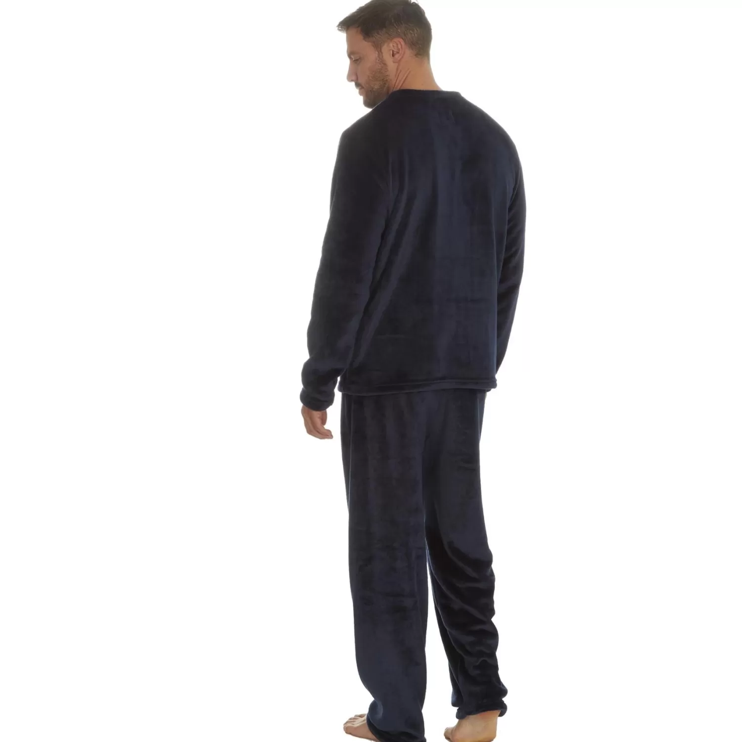 Men Cargo Bay Polished Fleece Pyjamas - Navy