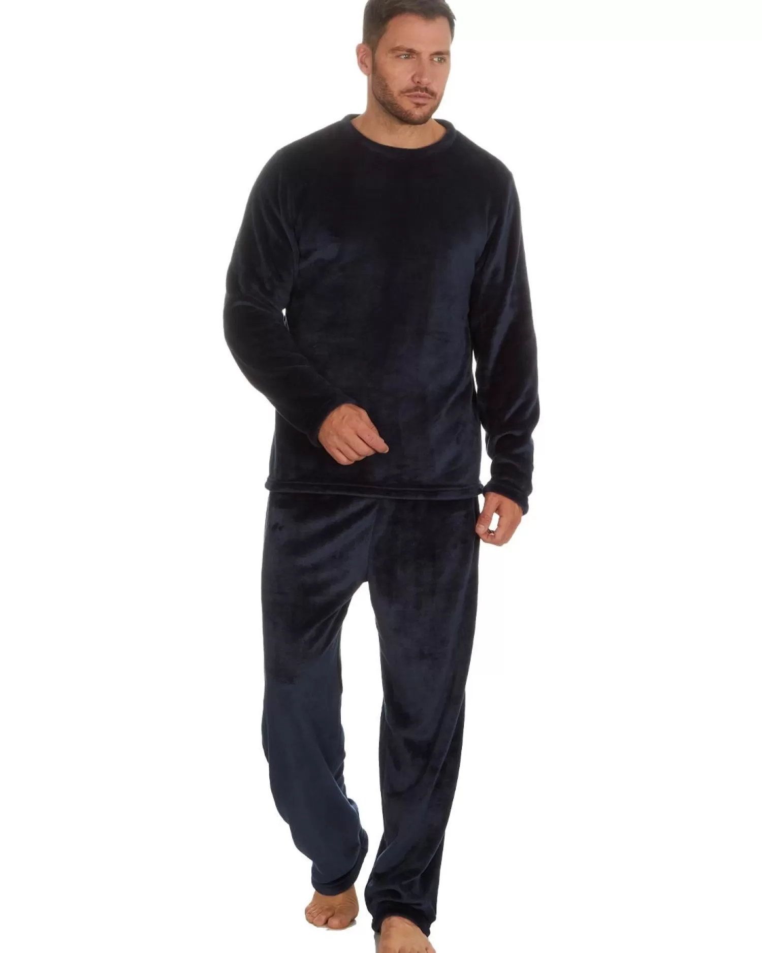 Men Cargo Bay Polished Fleece Pyjamas - Navy
