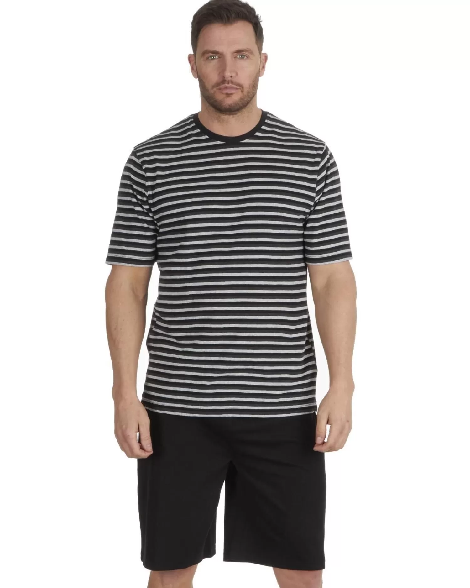 Men Cargo Bay Striped Short Jersey Pyjamas - Grey