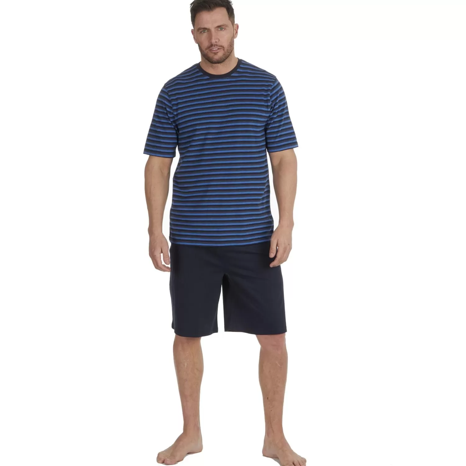 Men Cargo Bay Striped Short Jersey Pyjamas - Navy
