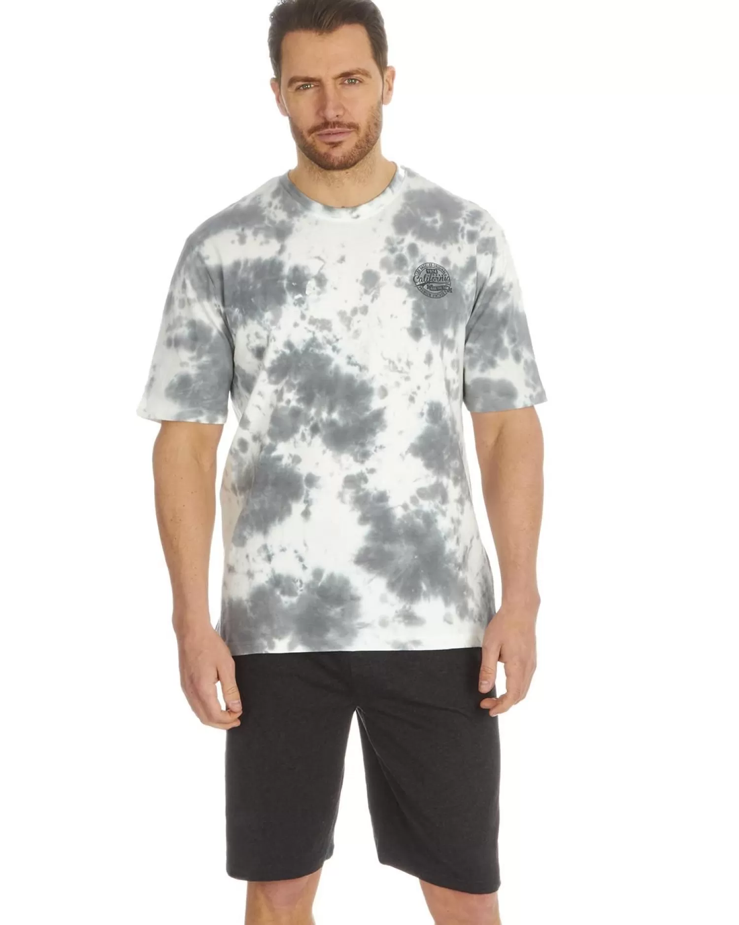 Men Cargo Bay Tie Dye Pyjamas - Grey