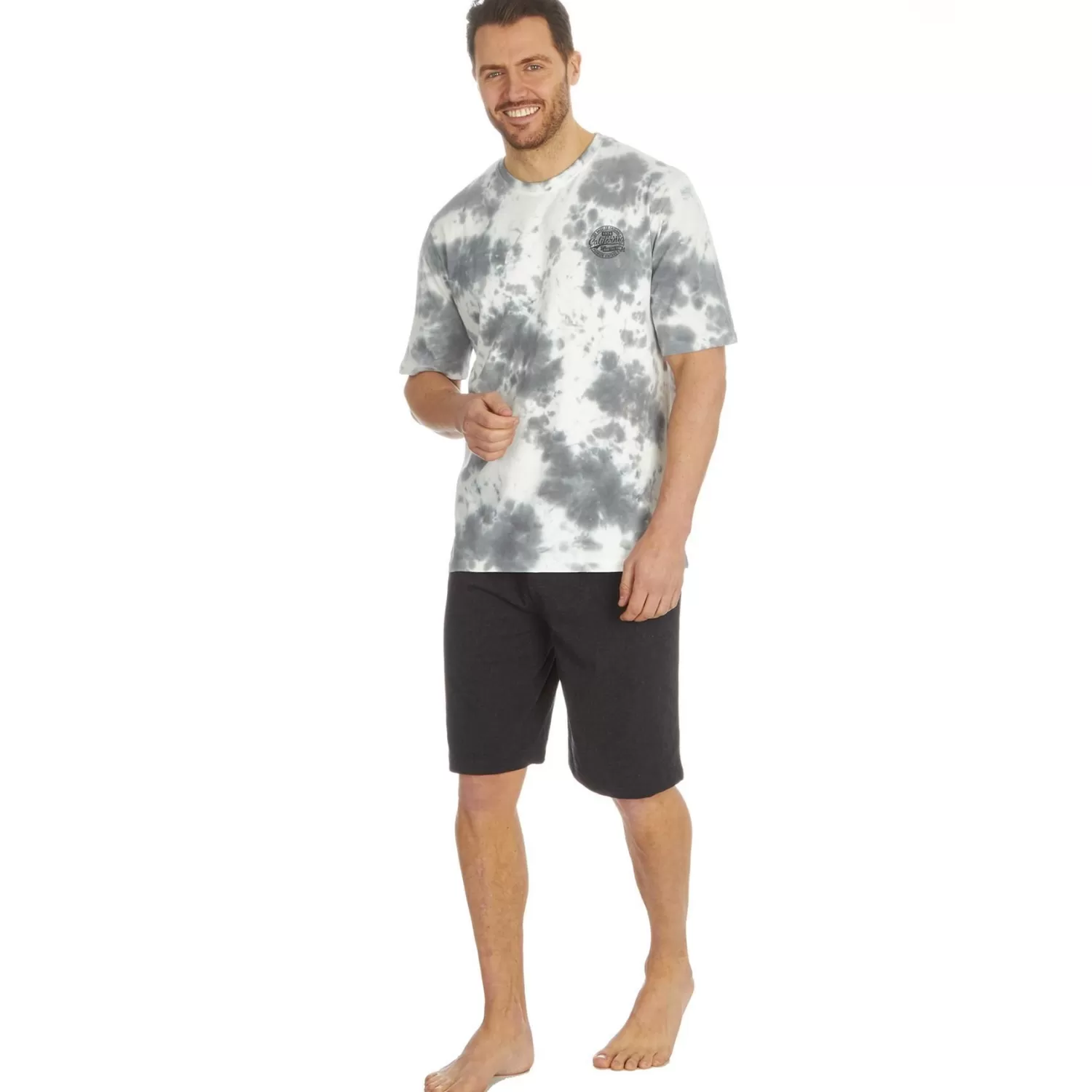 Men Cargo Bay Tie Dye Pyjamas - Grey