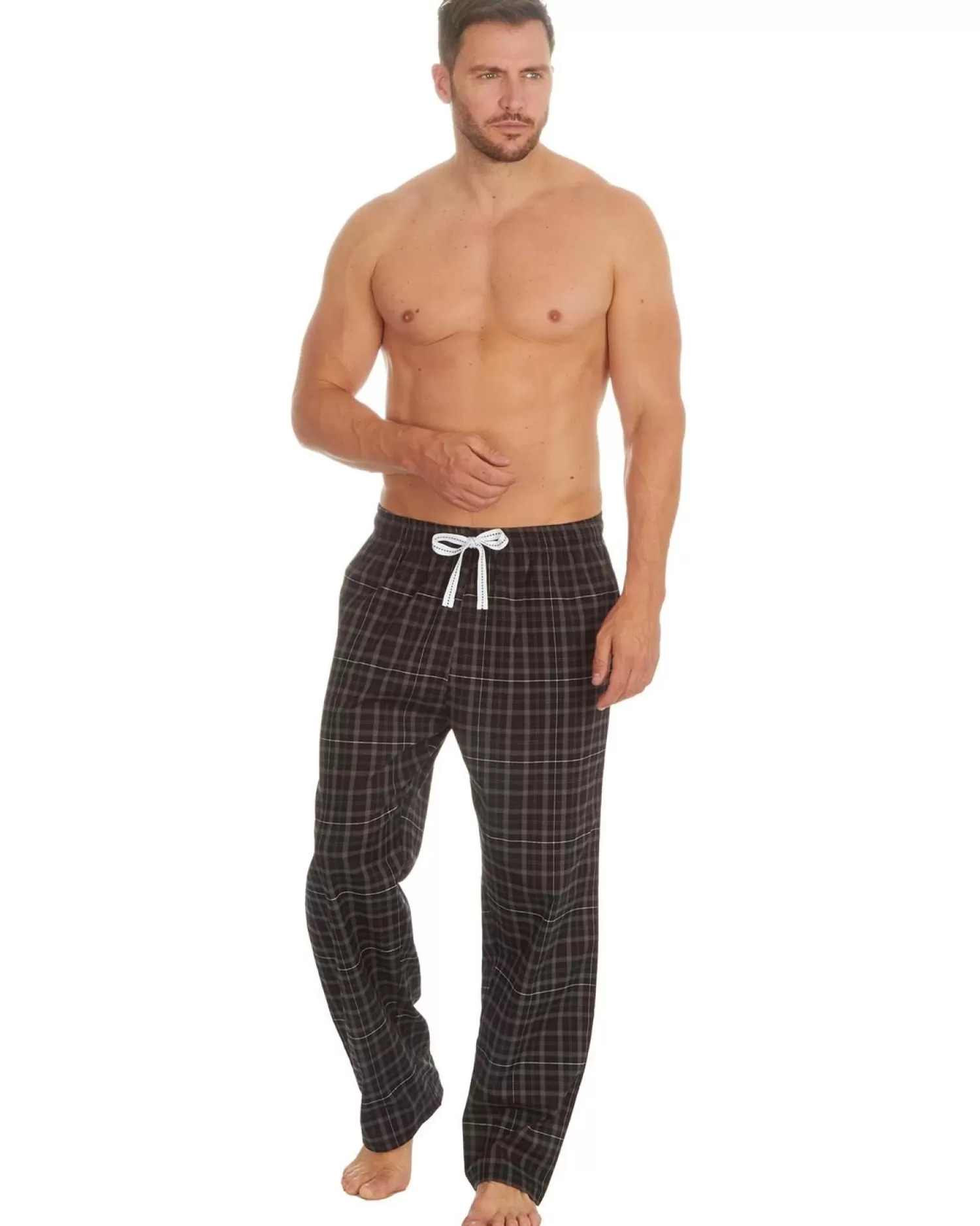 Men Cargo Bay Woven Check Lounge Pants - Black