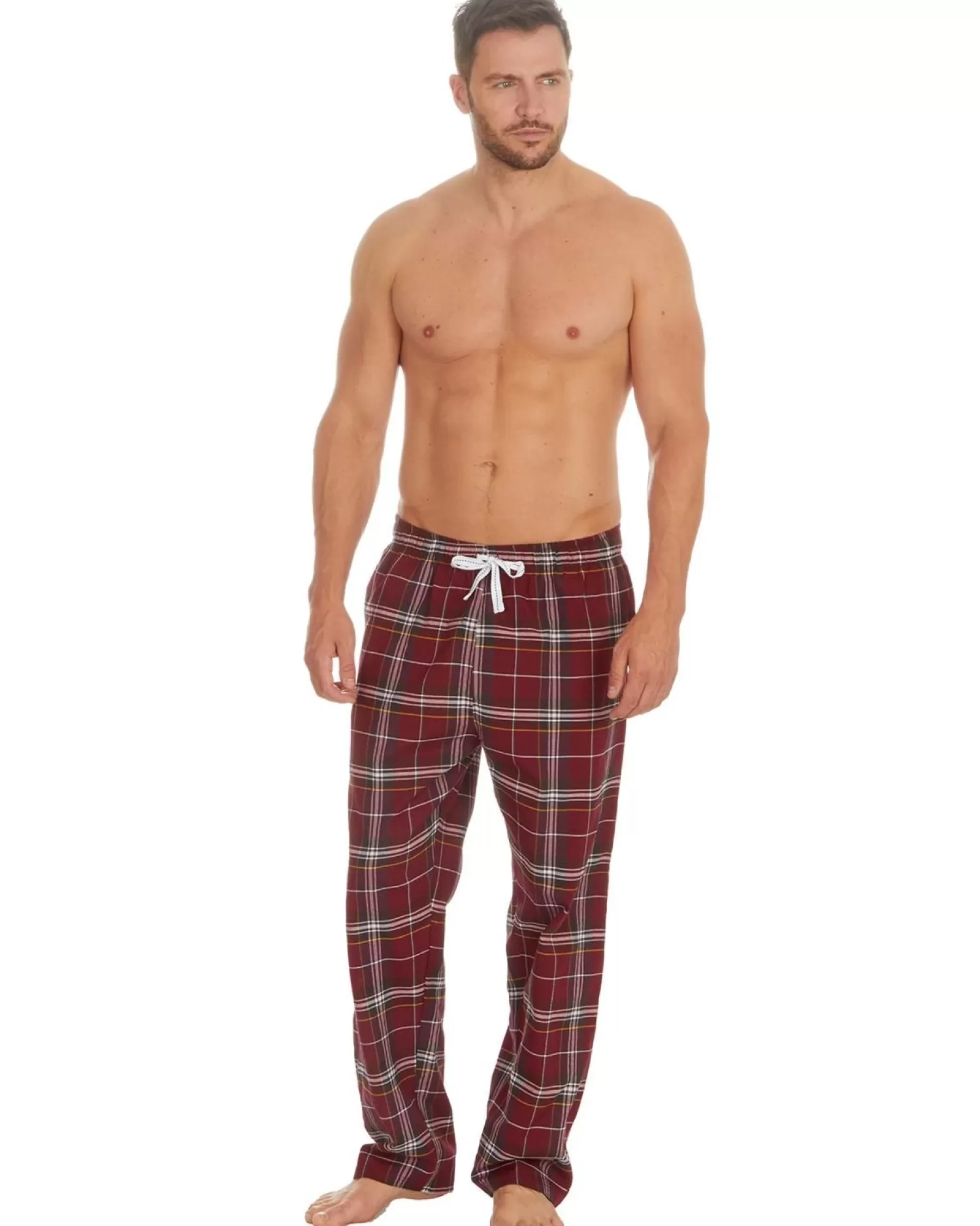 Men Cargo Bay Woven Check Lounge Pants - Burgundy