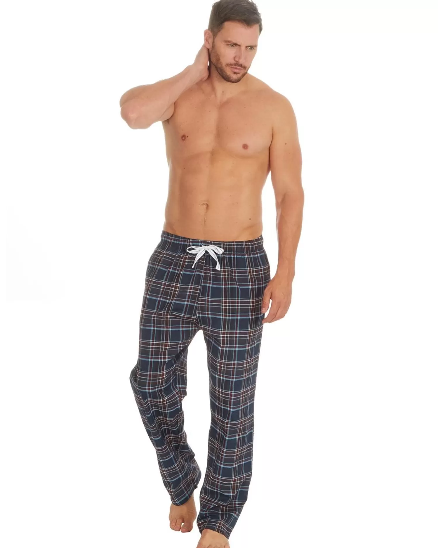 Men Cargo Bay Woven Check Lounge Pants - Denim
