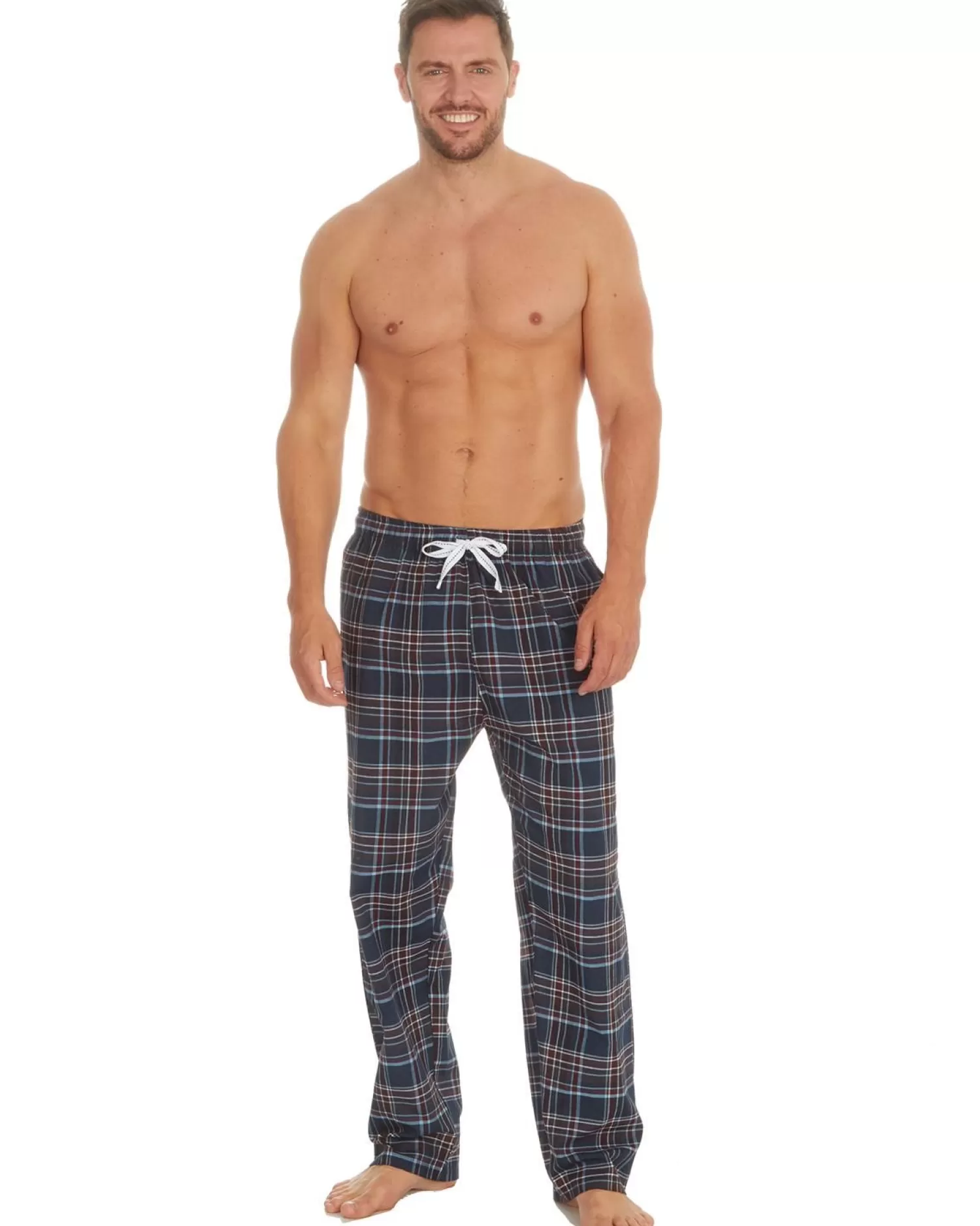 Men Cargo Bay Woven Check Lounge Pants - Denim