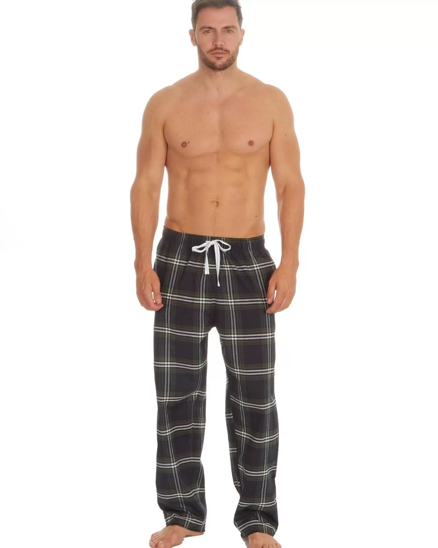 Men Cargo Bay Woven Check Lounge Pants - Navy