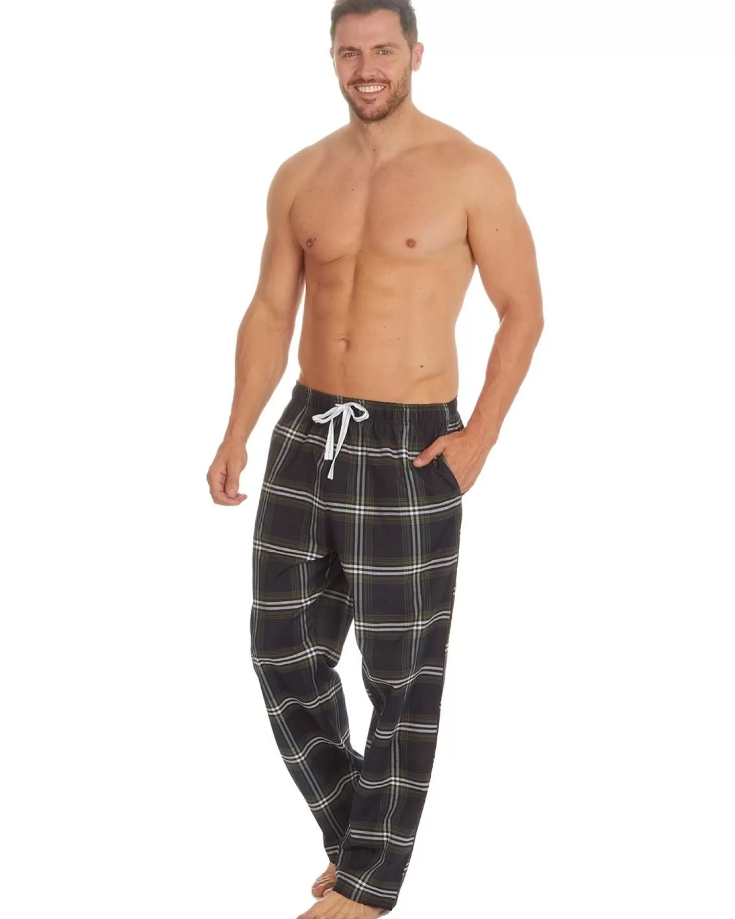 Men Cargo Bay Woven Check Lounge Pants - Navy
