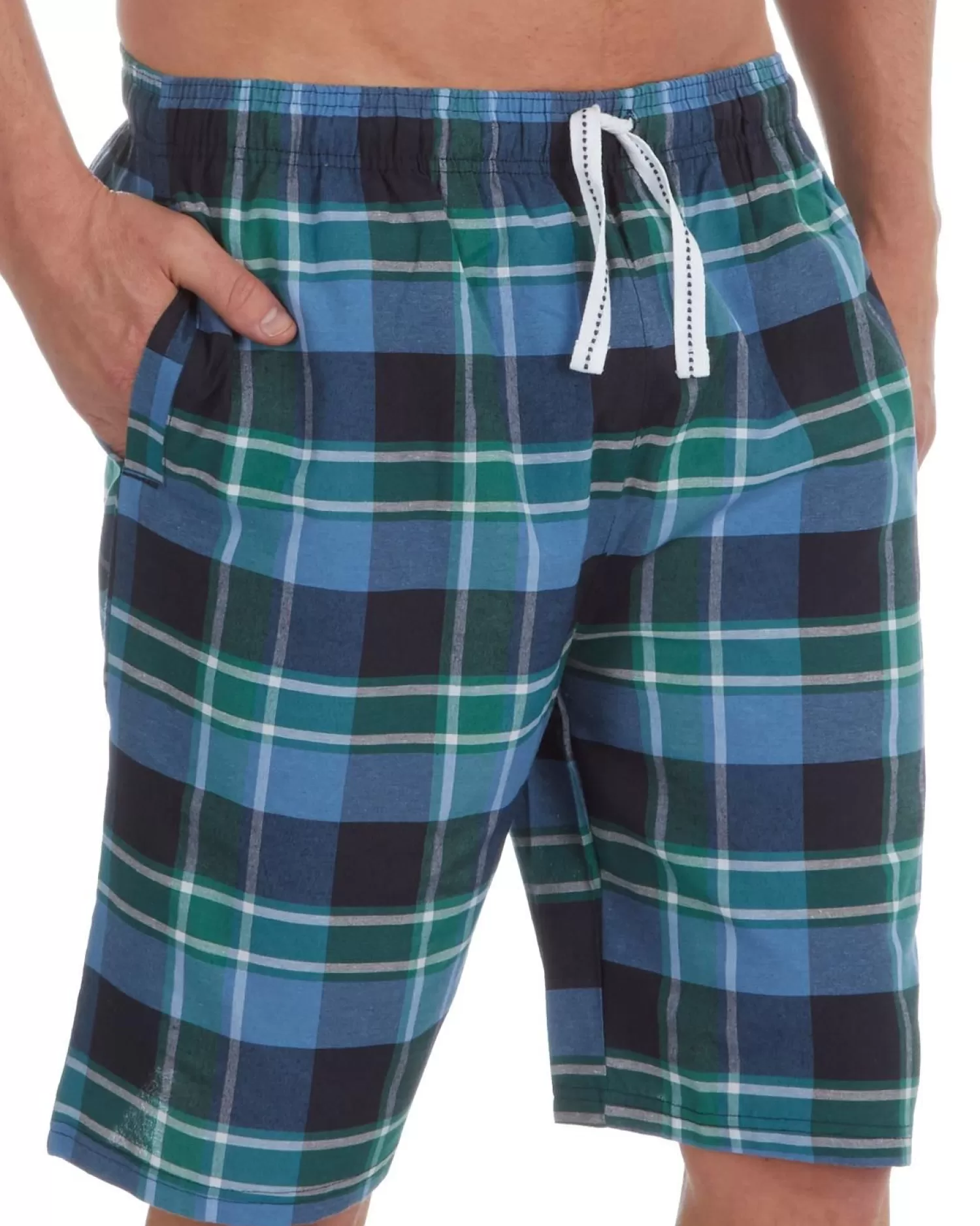 Men Cargo Bay Woven Check Lounge Shorts - Blue