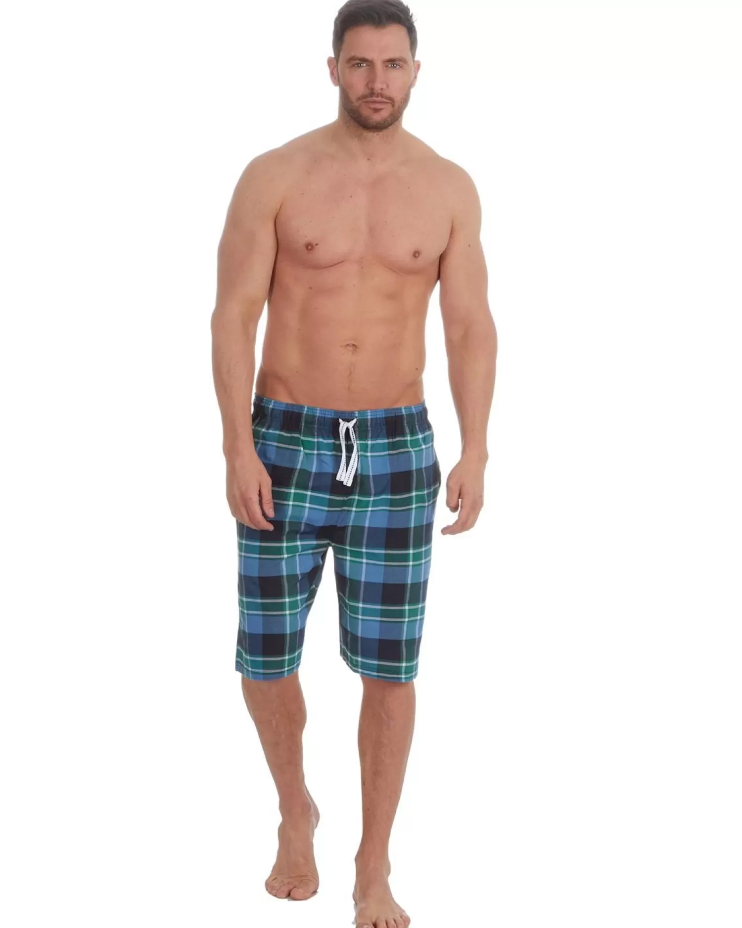 Men Cargo Bay Woven Check Lounge Shorts - Blue