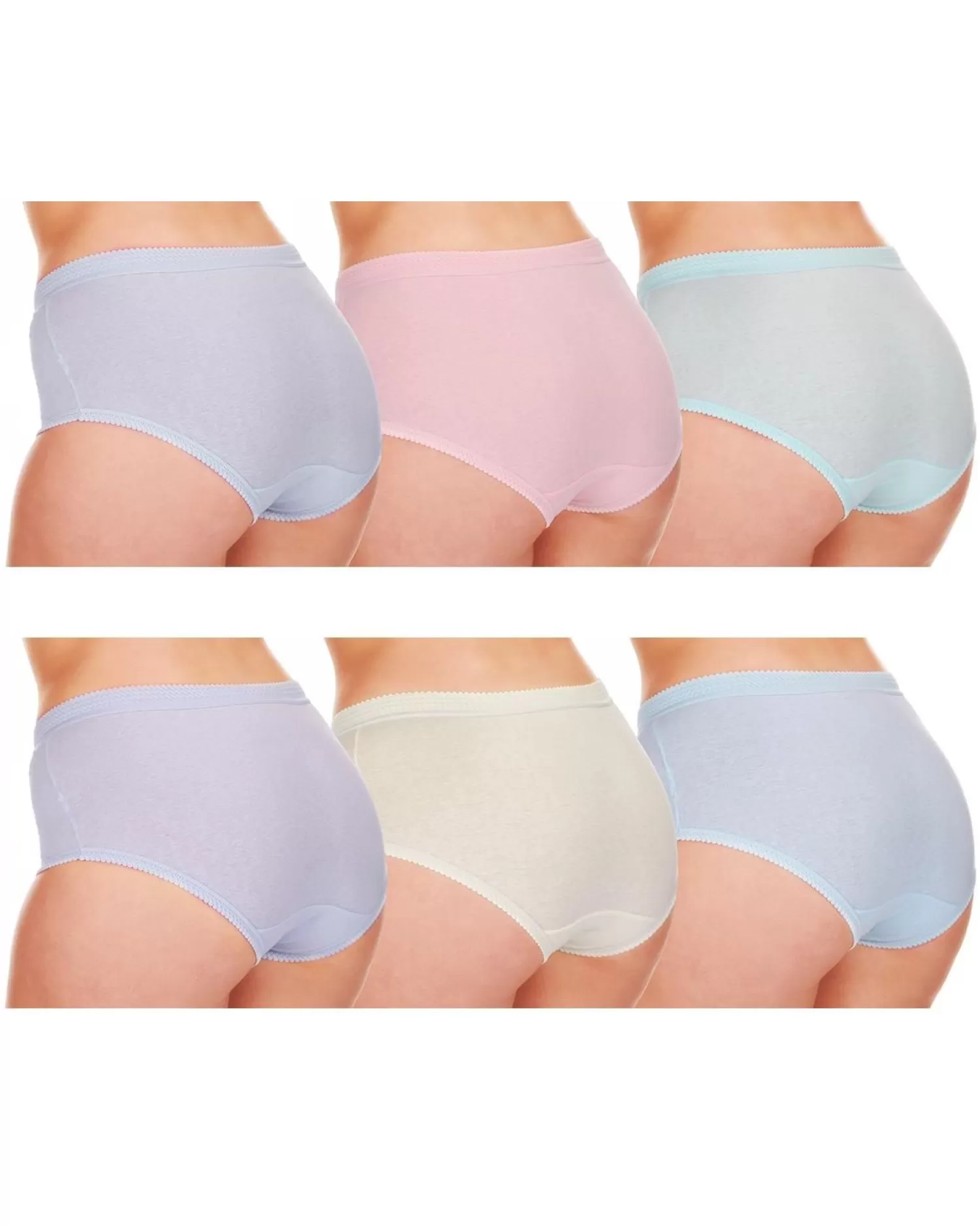 Cottonique Knickers | 6 Pairs 100% Cotton Full Briefs - Pastel