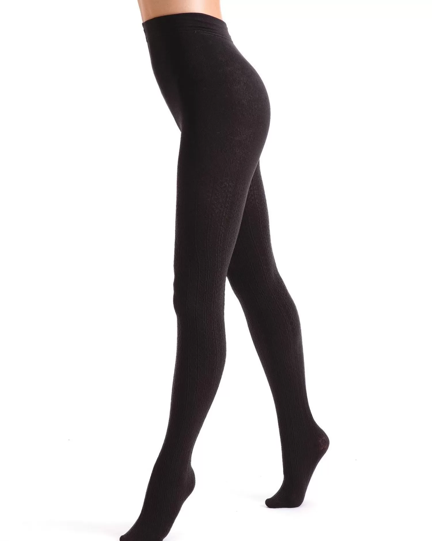 Couture Tights | Fashion Cable Fleece Tights - Black