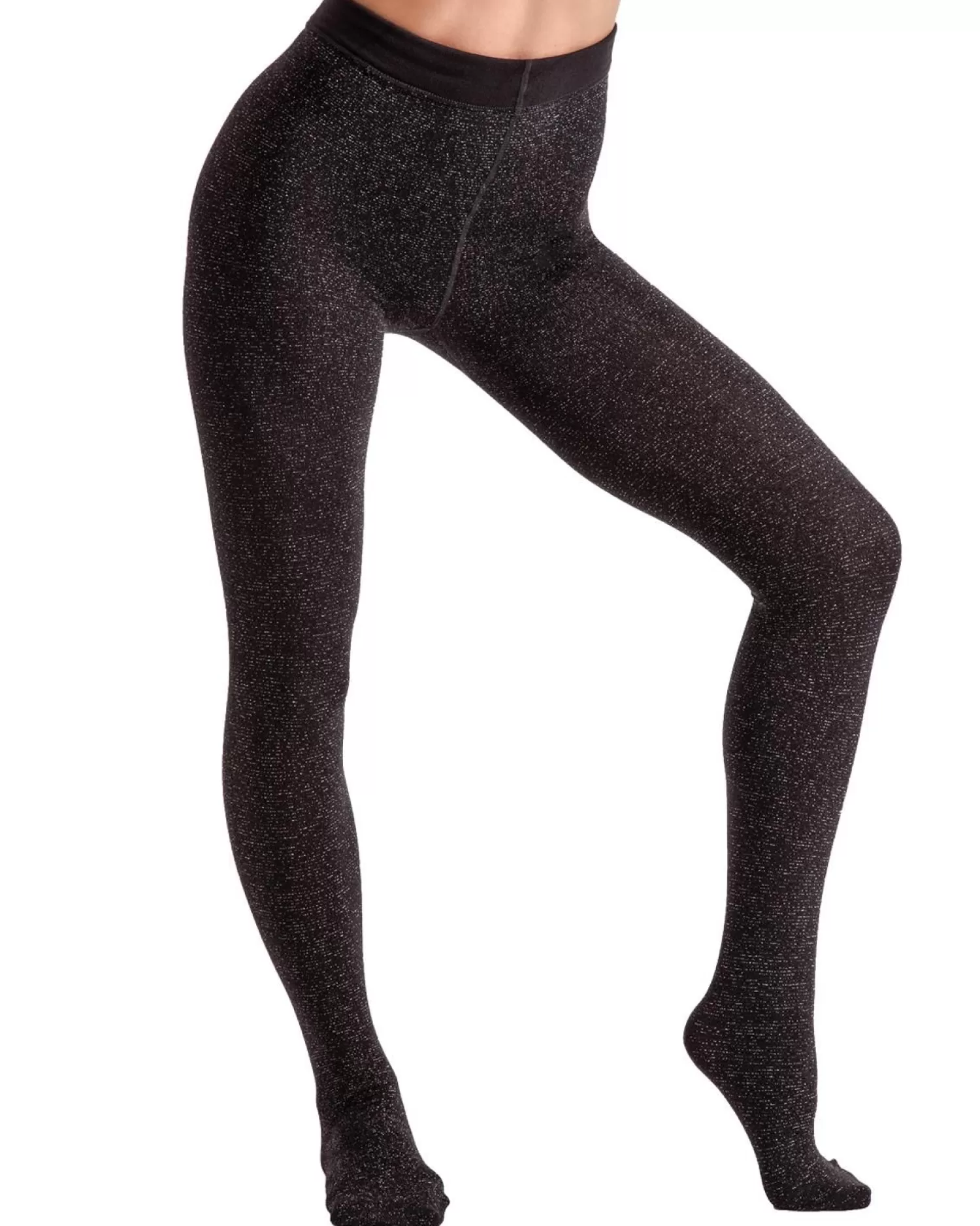 Couture Tights | Fashion Lurex Fleece Tights - Black