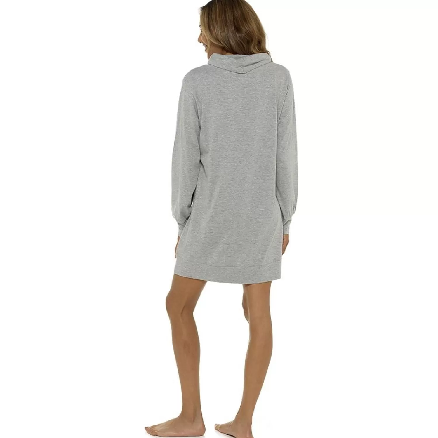 Foxbury Loungewear | Cowl Neck Jersey Long Sleeve Lounge Dress - Grey