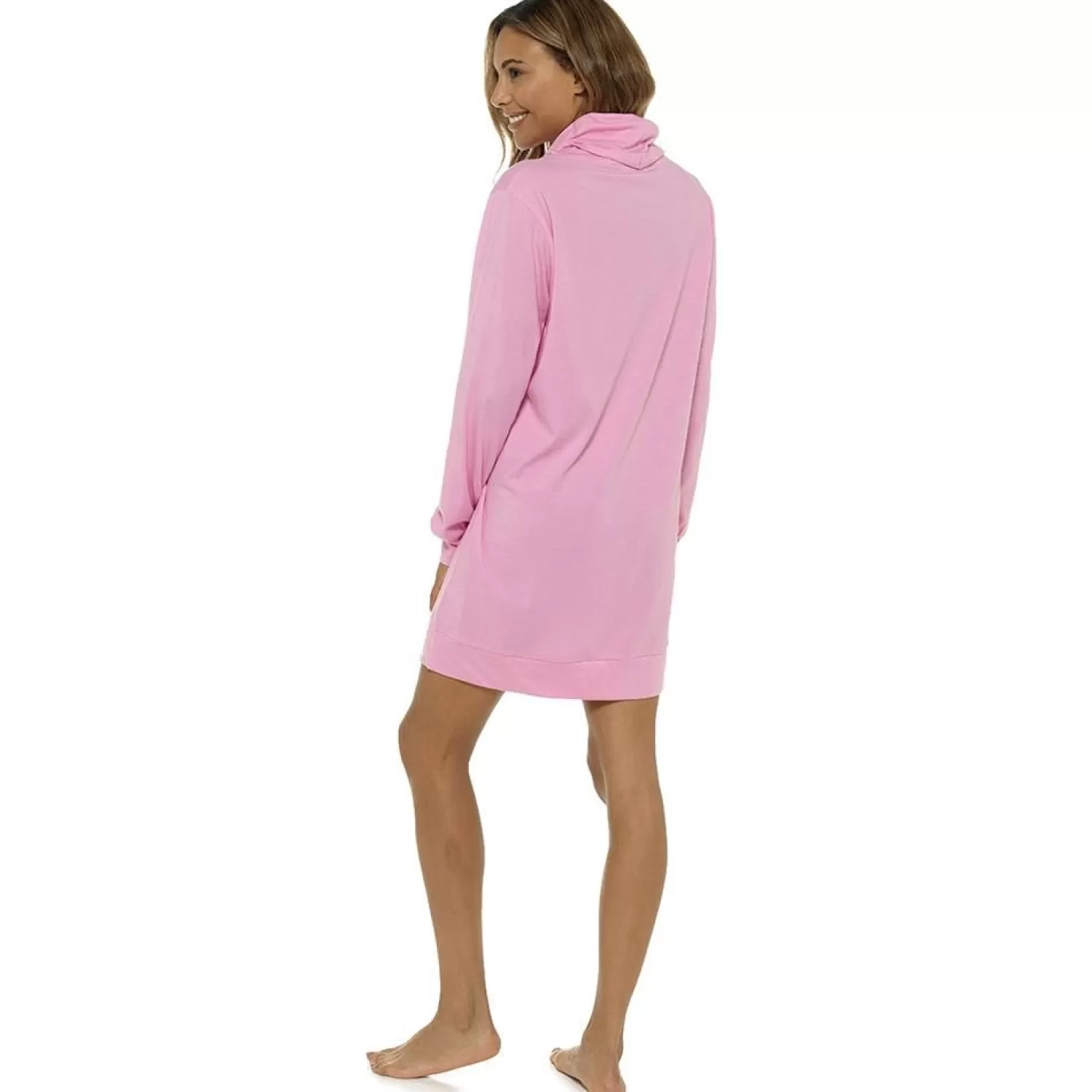 Foxbury Loungewear | Cowl Neck Jersey Long Sleeve Lounge Dress - Pink