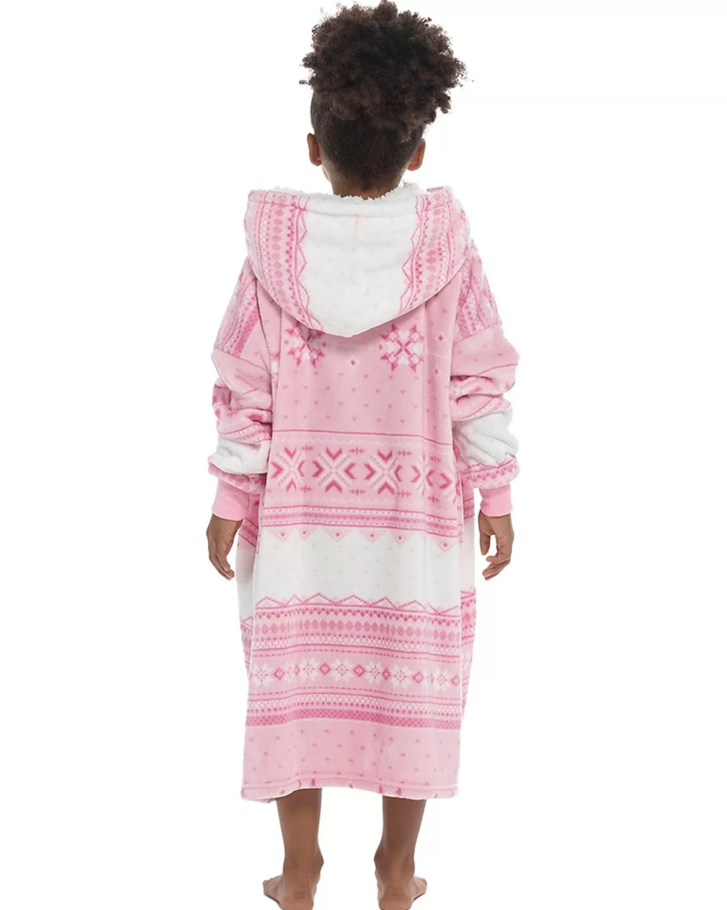 Kids Follow That Dream Kids Pink Fairisle Oversized Hoodie