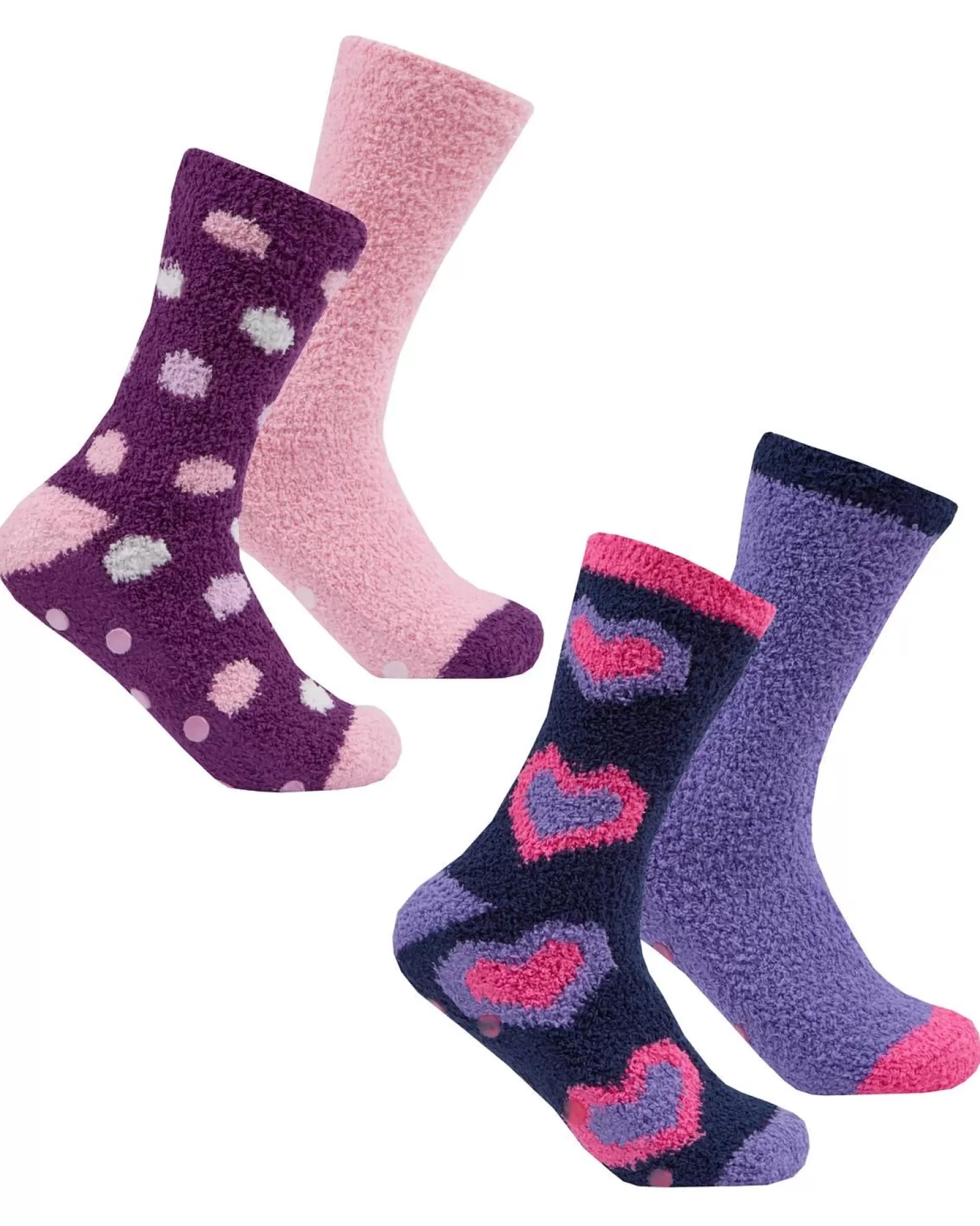 Forever Dreaming Socks | 4 Pack Heart & Spot Slipper Socks