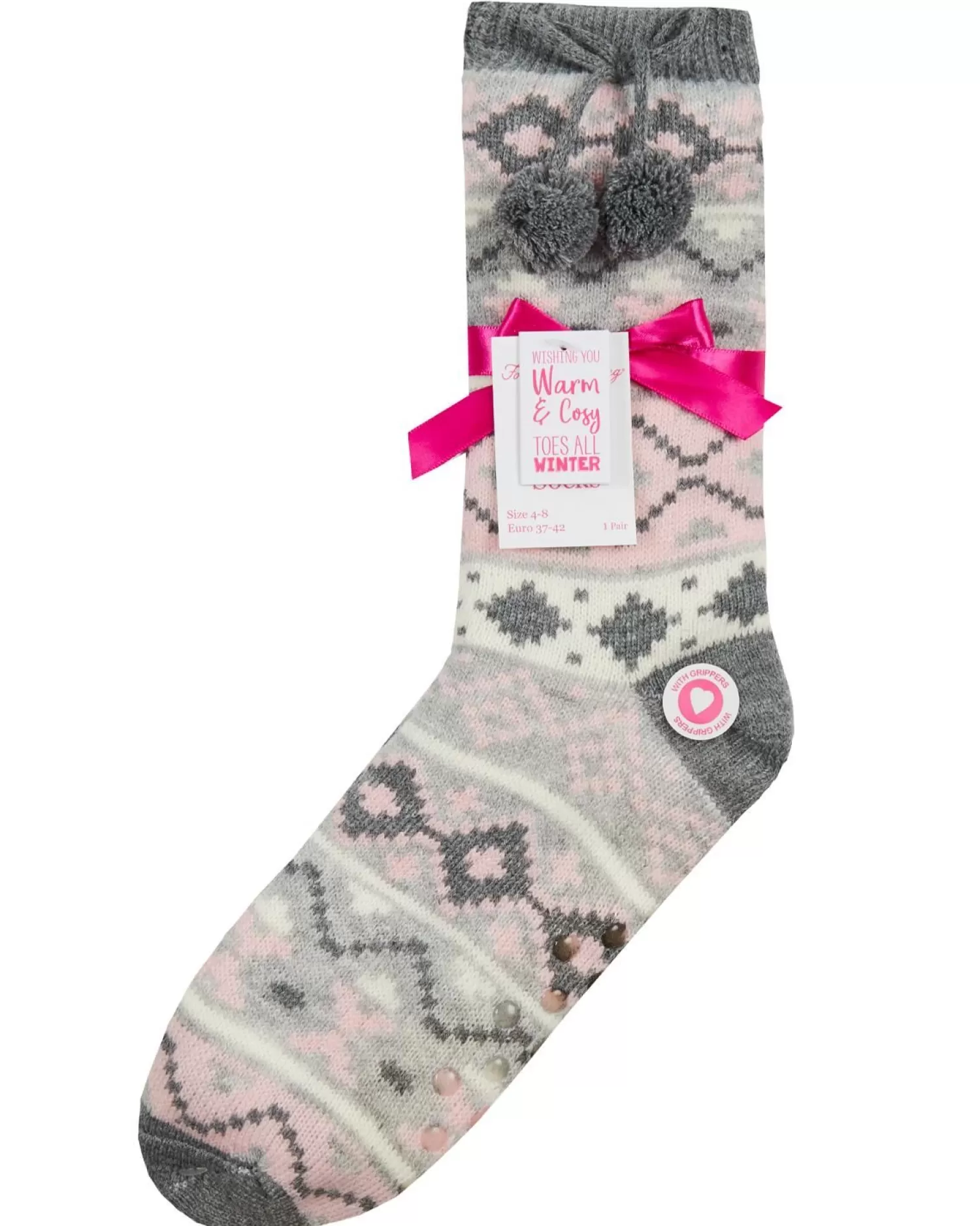 Forever Dreaming Socks | Fairisle Slipper Socks - Grey