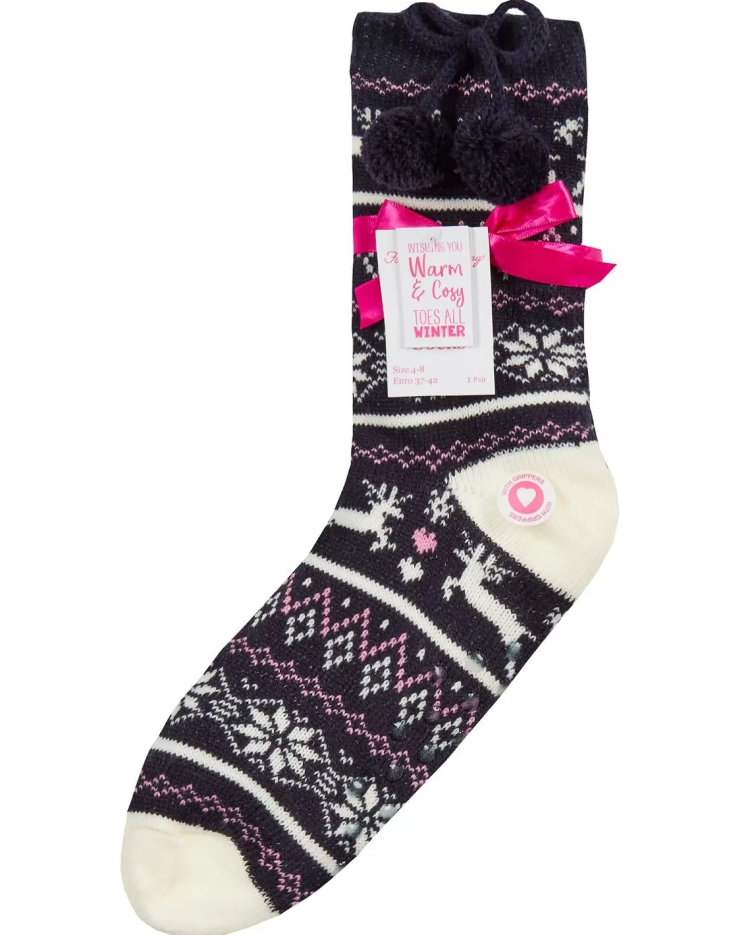 Forever Dreaming Socks | Fairisle Slipper Socks - Navy