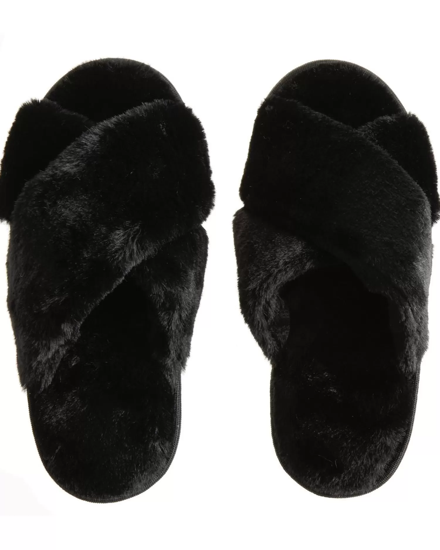 Forever Dreaming Slippers | Plush Cross Slippers - Black