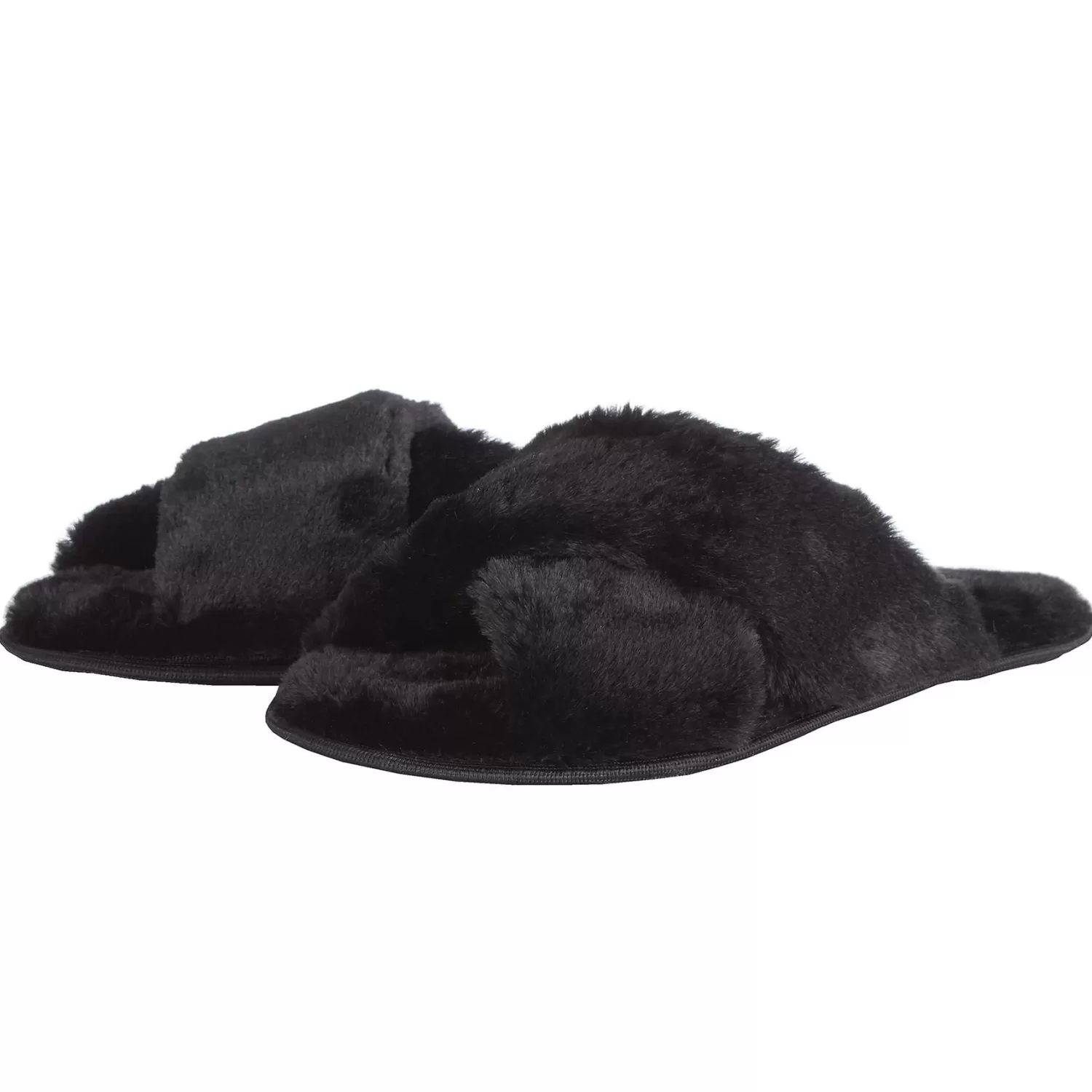 Forever Dreaming Slippers | Plush Cross Slippers - Black