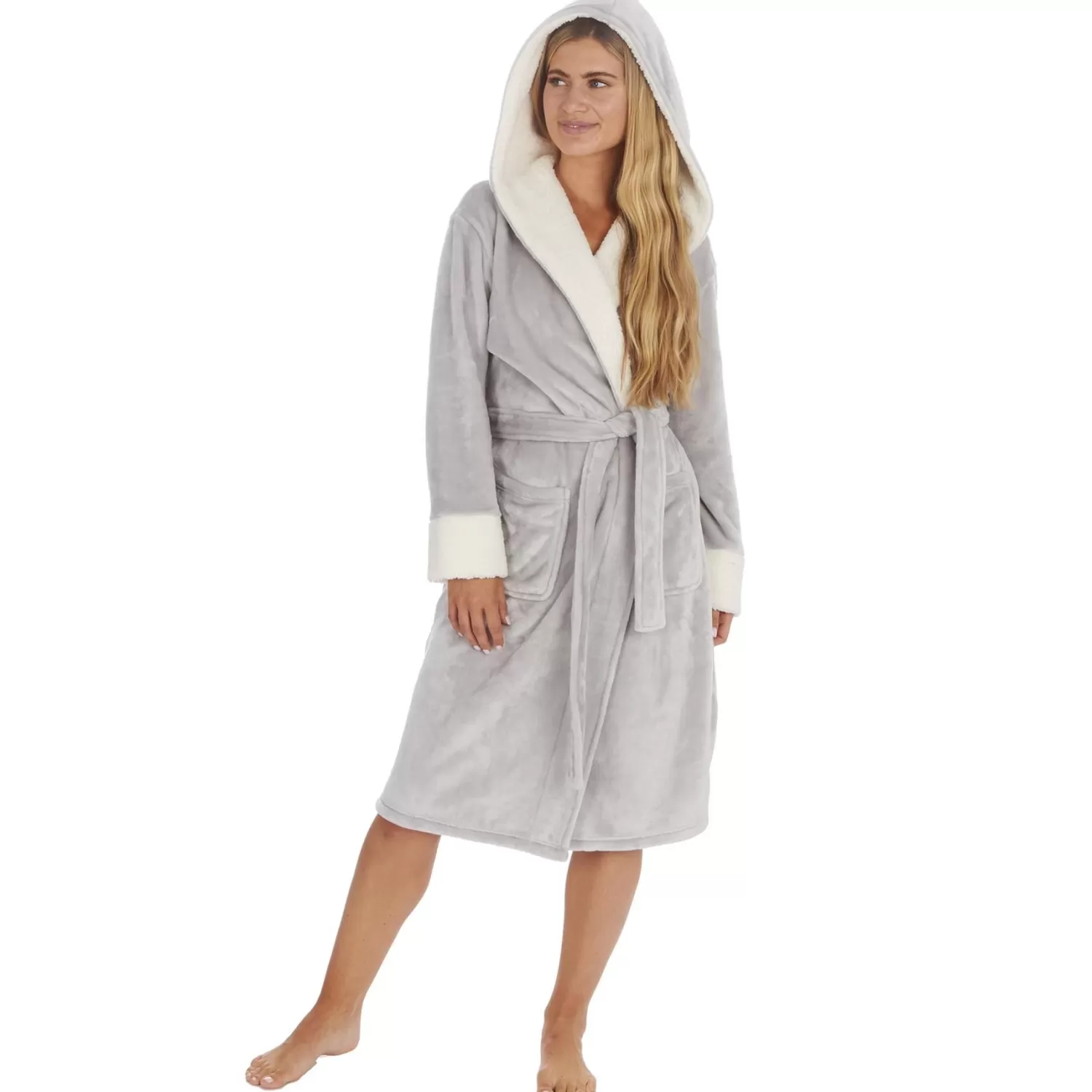 Forever Dreaming Dressing Gowns | Shimmer Fleece Dressing Gown - Grey