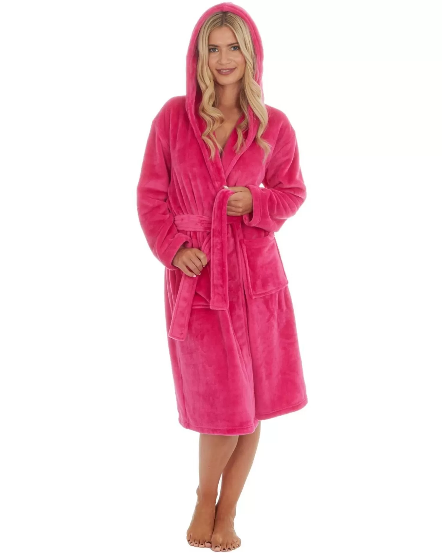 Forever Dreaming Dressing Gowns | Womens Hooded Dressing Gown - Hot Pink